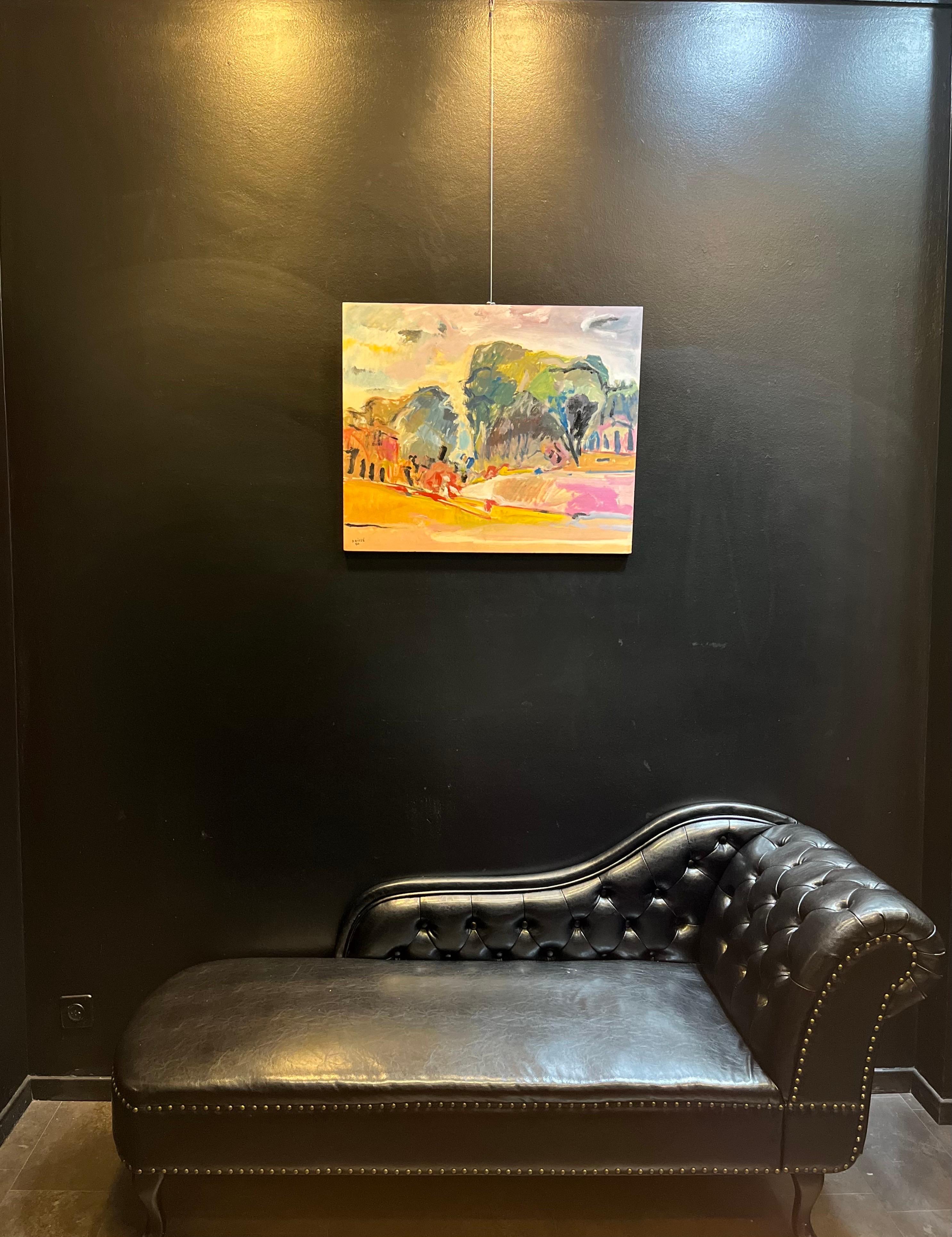 Paysage 121 de Jean Krille - Huile sur bois 73x60 cm en vente 8