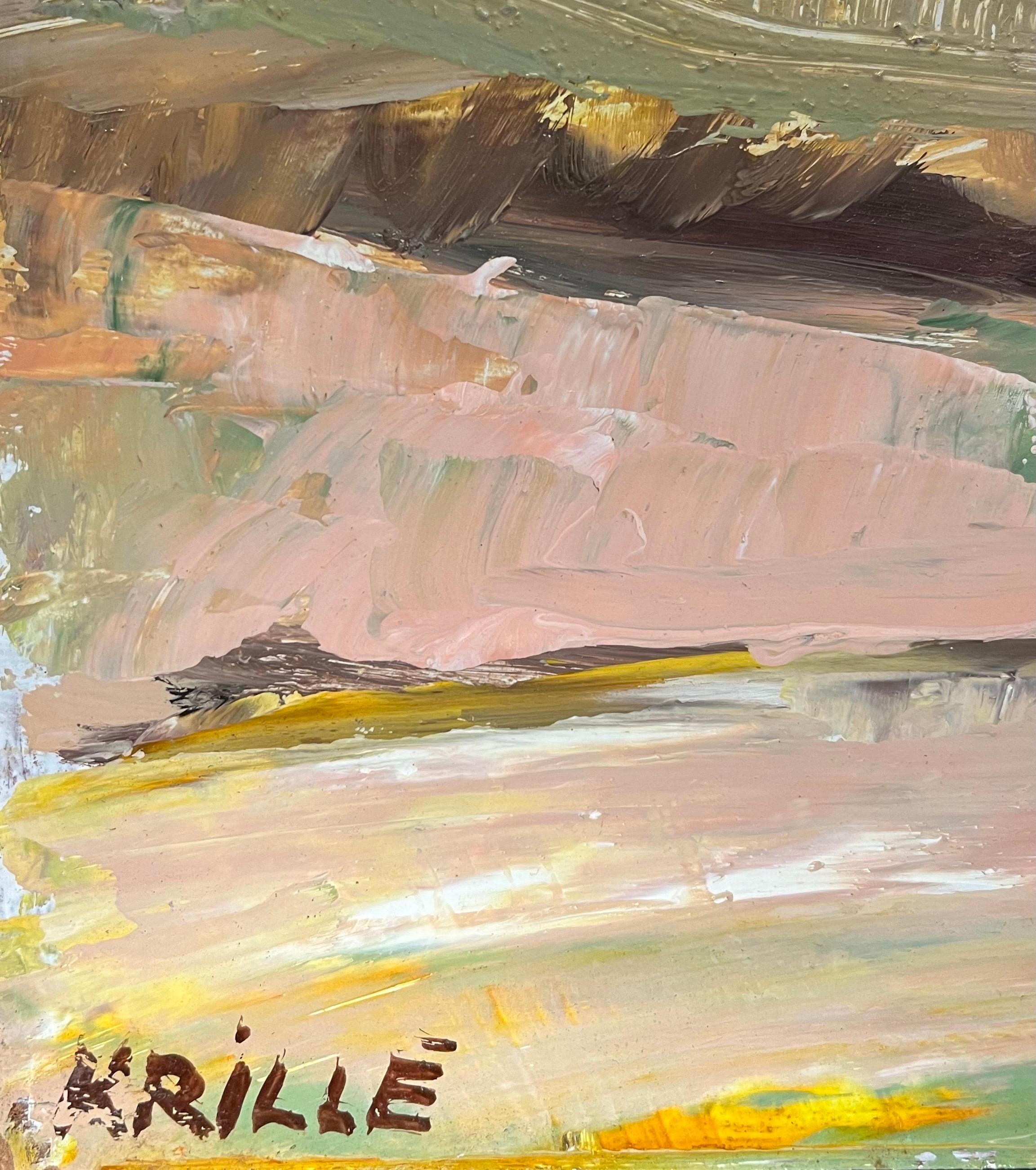Landscape 122 by Jean Krille - Oil on masonite 70x50 cm For Sale 5