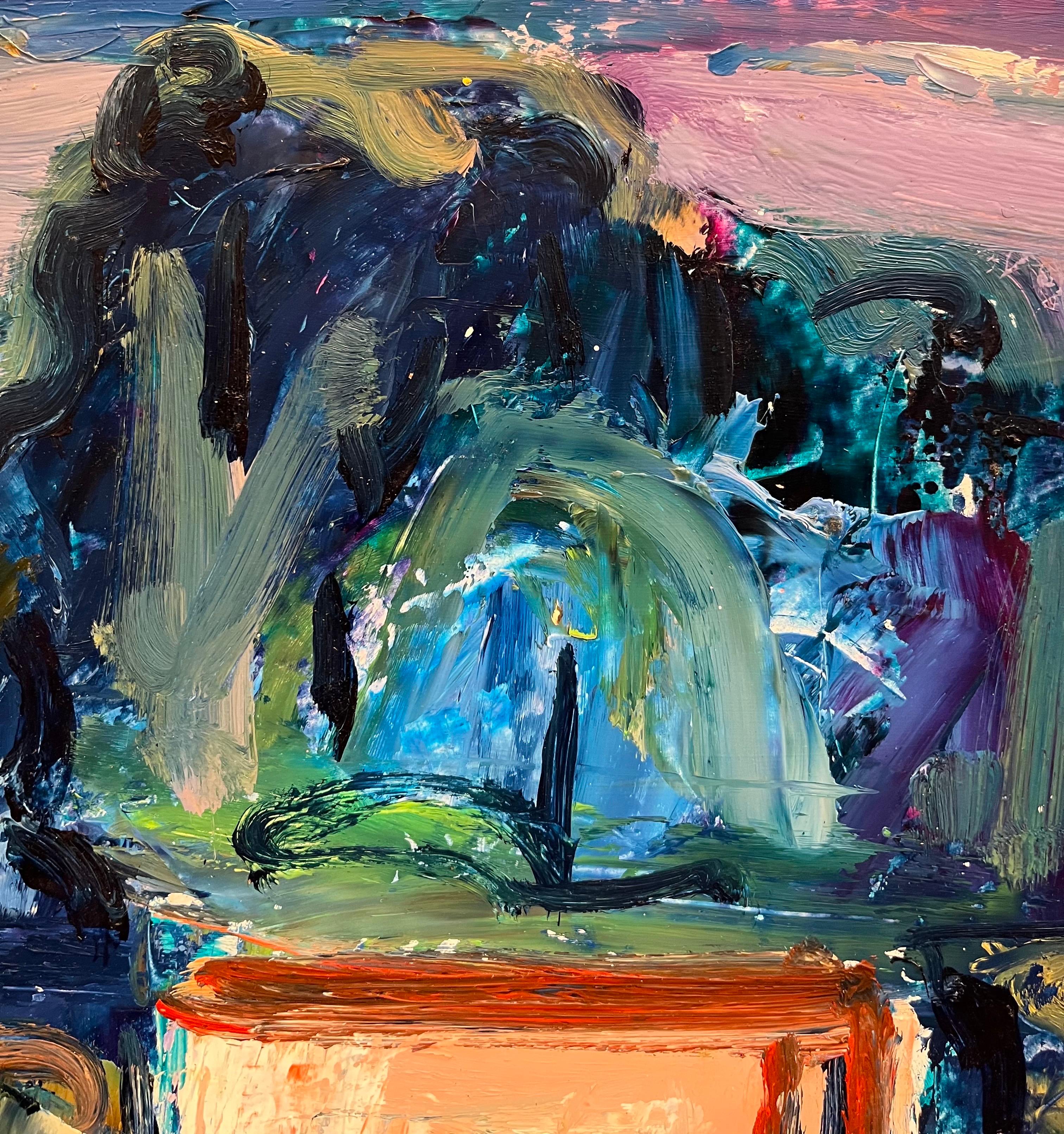 Landscape 123 by Jean Krille - Oil on masonite 70x50 cm For Sale 6