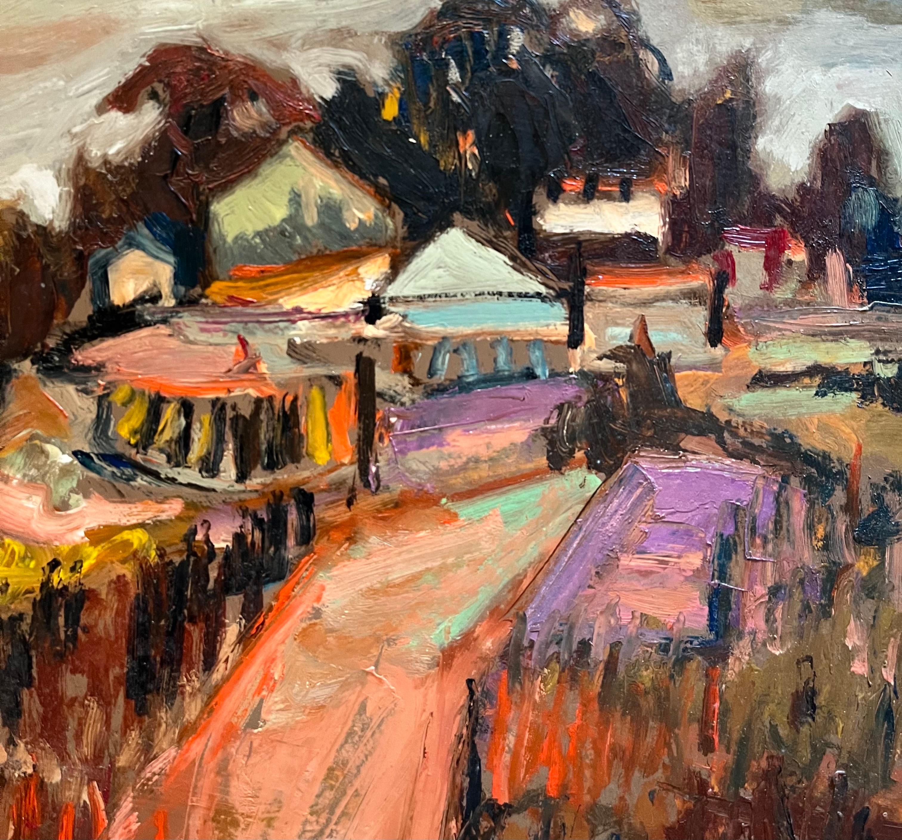 Landscape 124 by Jean Krille - Oil on masonite 70x50 cm For Sale 1