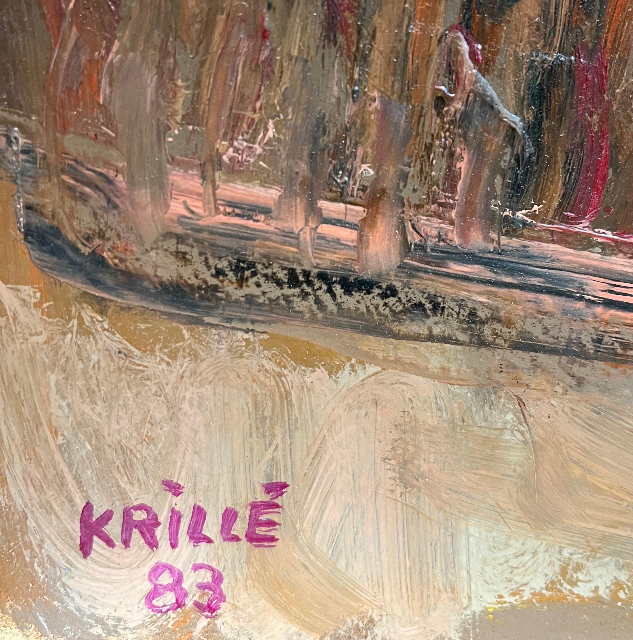 Landscape 124 by Jean Krille - Oil on masonite 70x50 cm For Sale 2