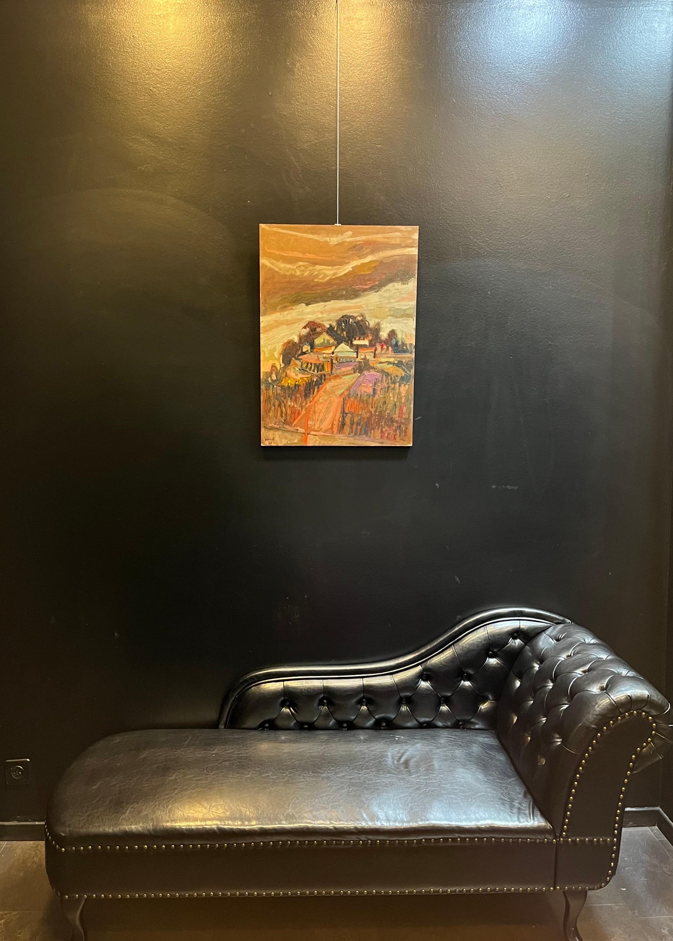 Landscape 124 by Jean Krille - Oil on masonite 70x50 cm For Sale 8