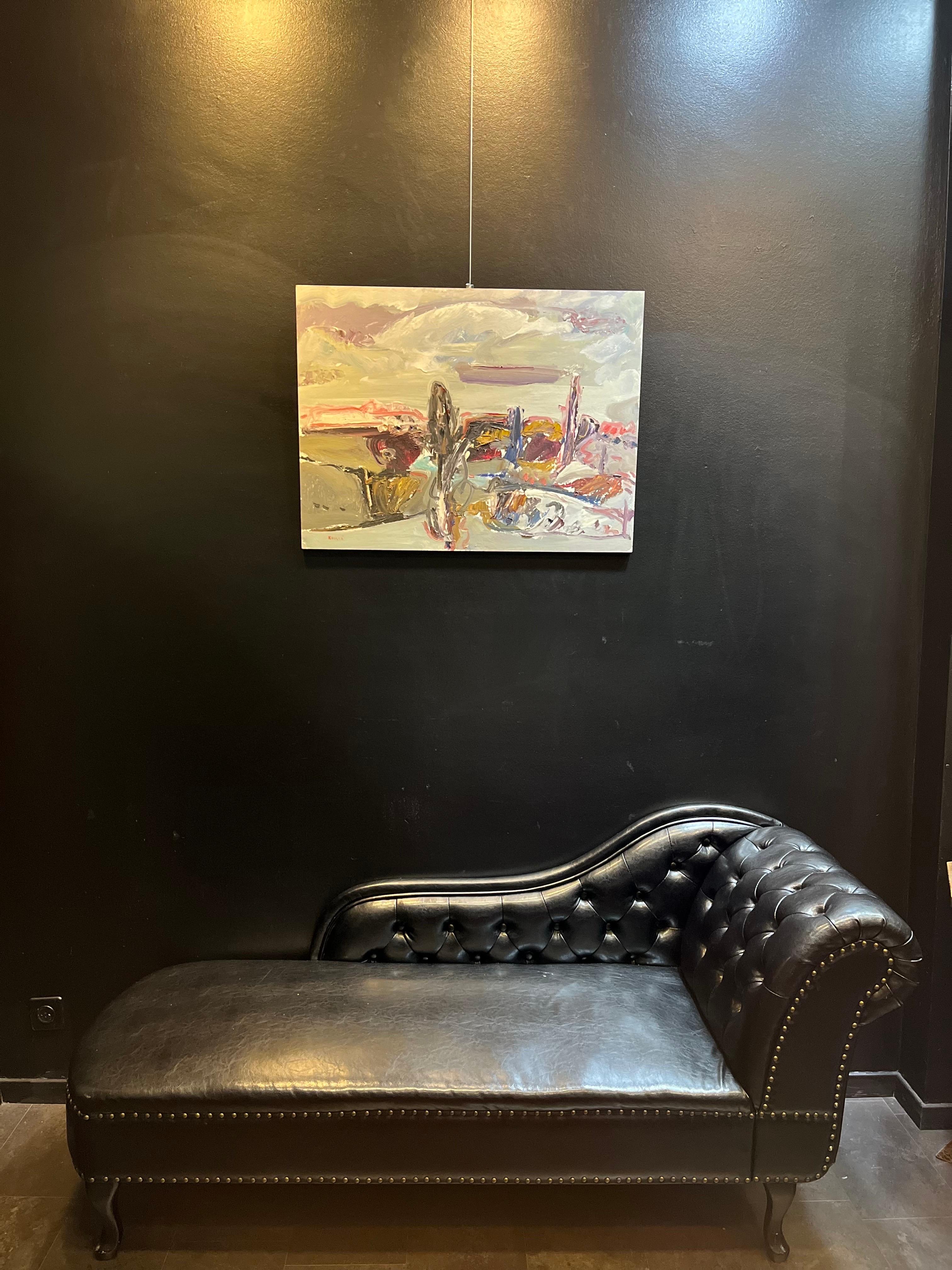 Landscape 126 by Jean Krille - Oil on masonite 81x60.5 cm For Sale 10