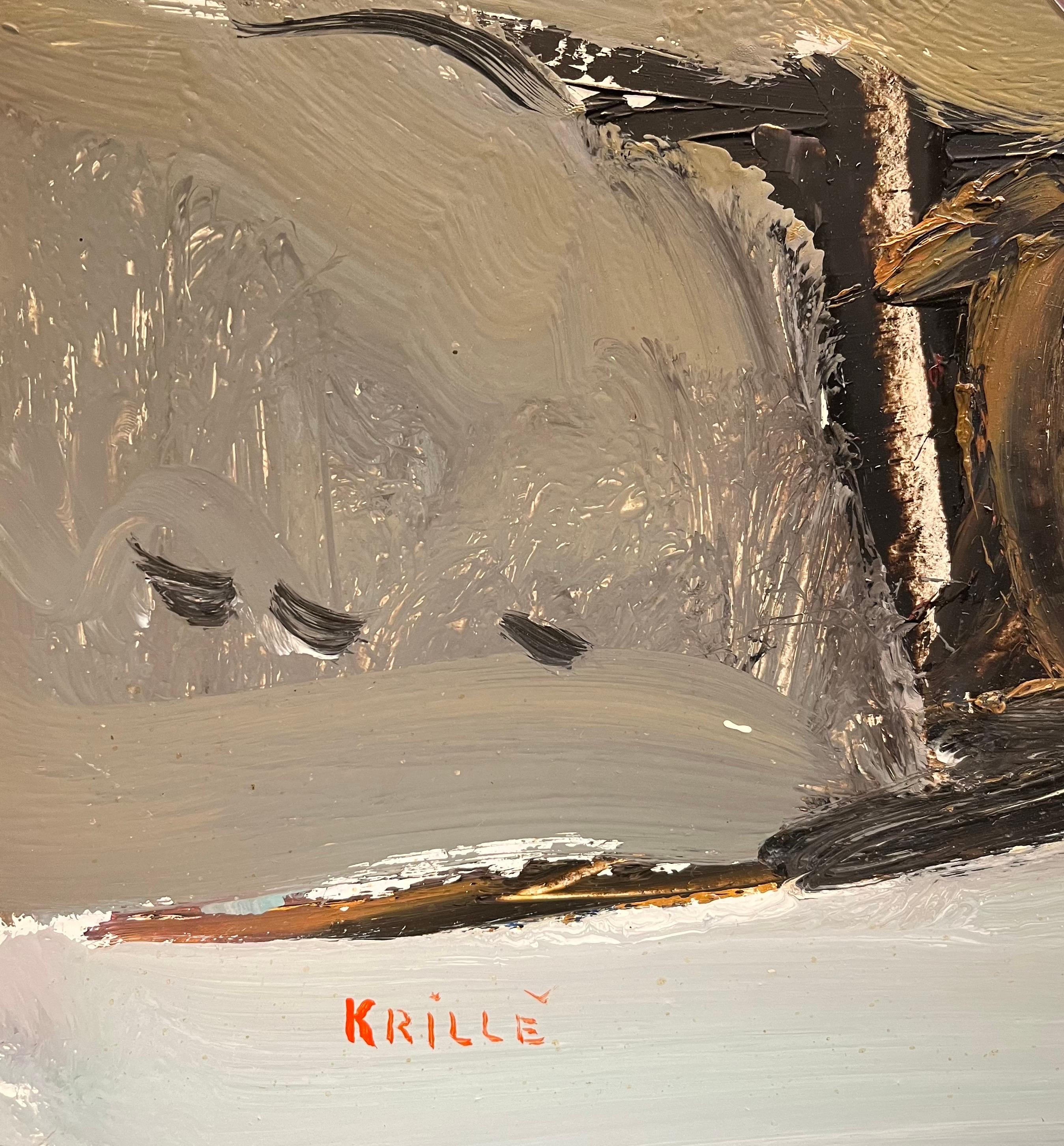 Landscape 126 by Jean Krille - Oil on masonite 81x60.5 cm For Sale 7