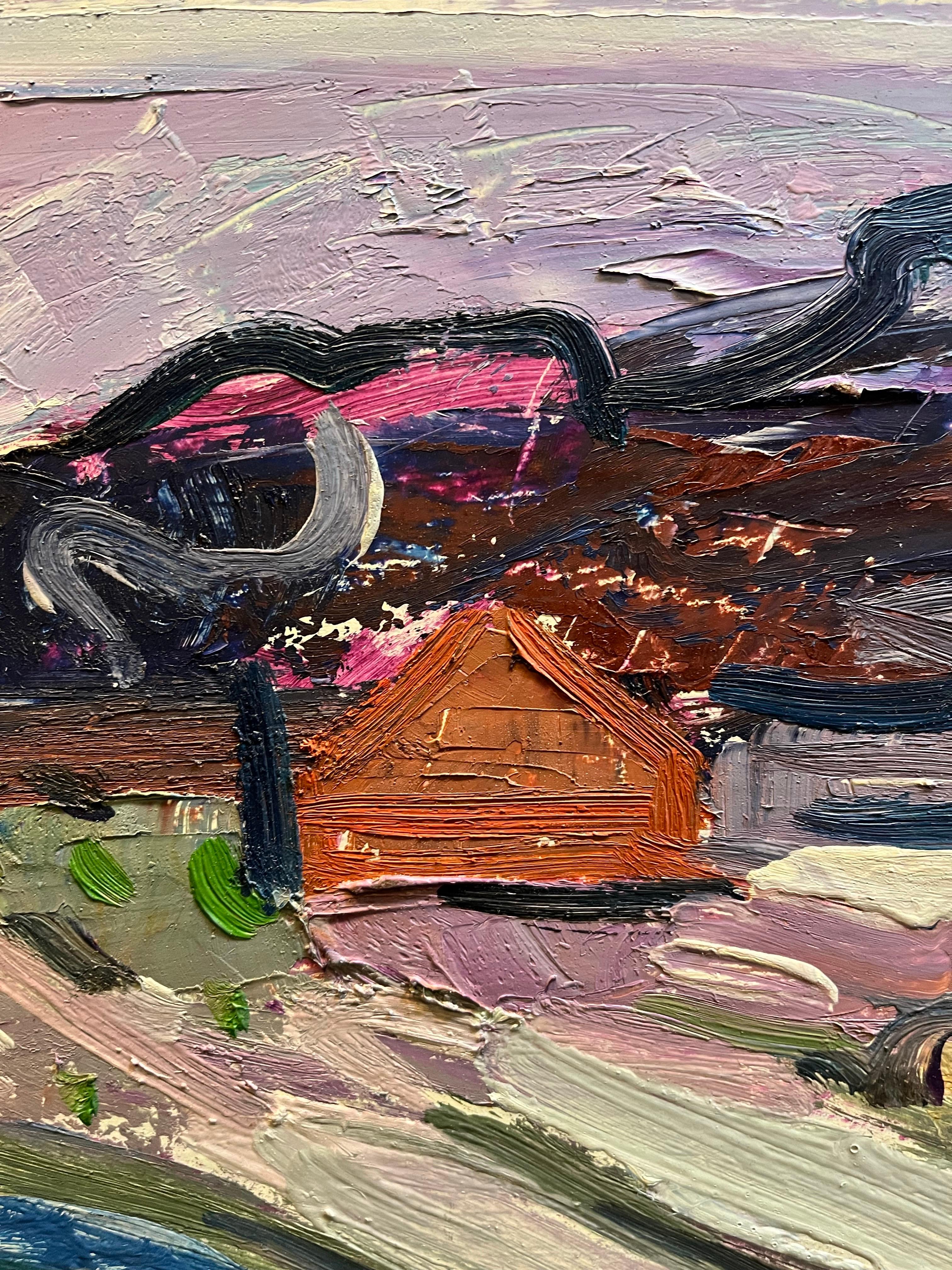 Paysage 127 de Jean Krille - Huile sur masonite 65 x92 cm en vente 1