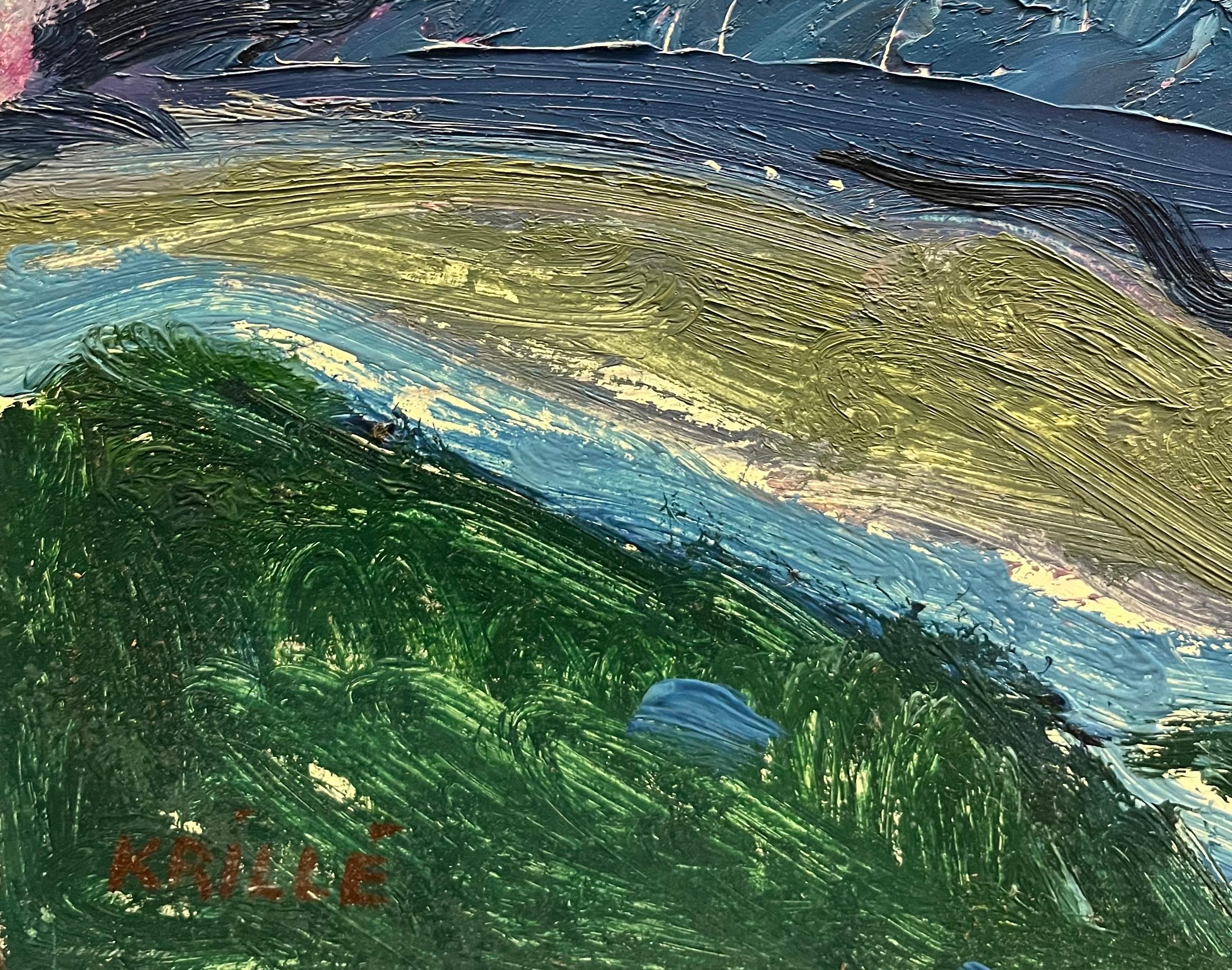 Paysage 127 de Jean Krille - Huile sur masonite 65 x92 cm en vente 3