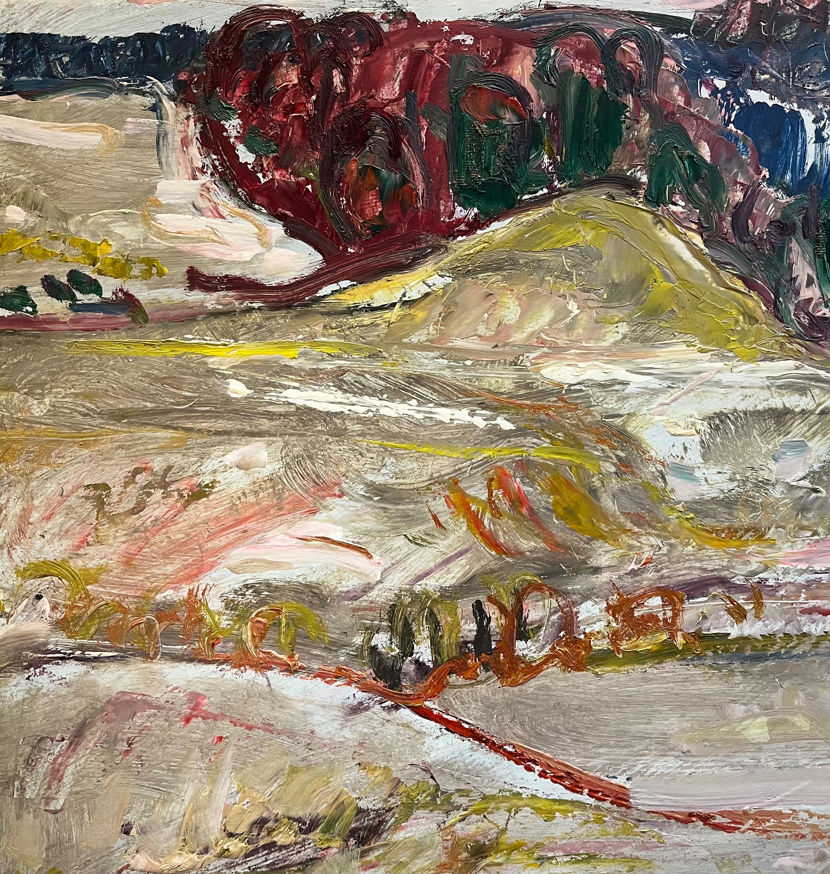 Paysage 128 de Jean Krille - Huile sur masonite 70x50,5 cm en vente 1