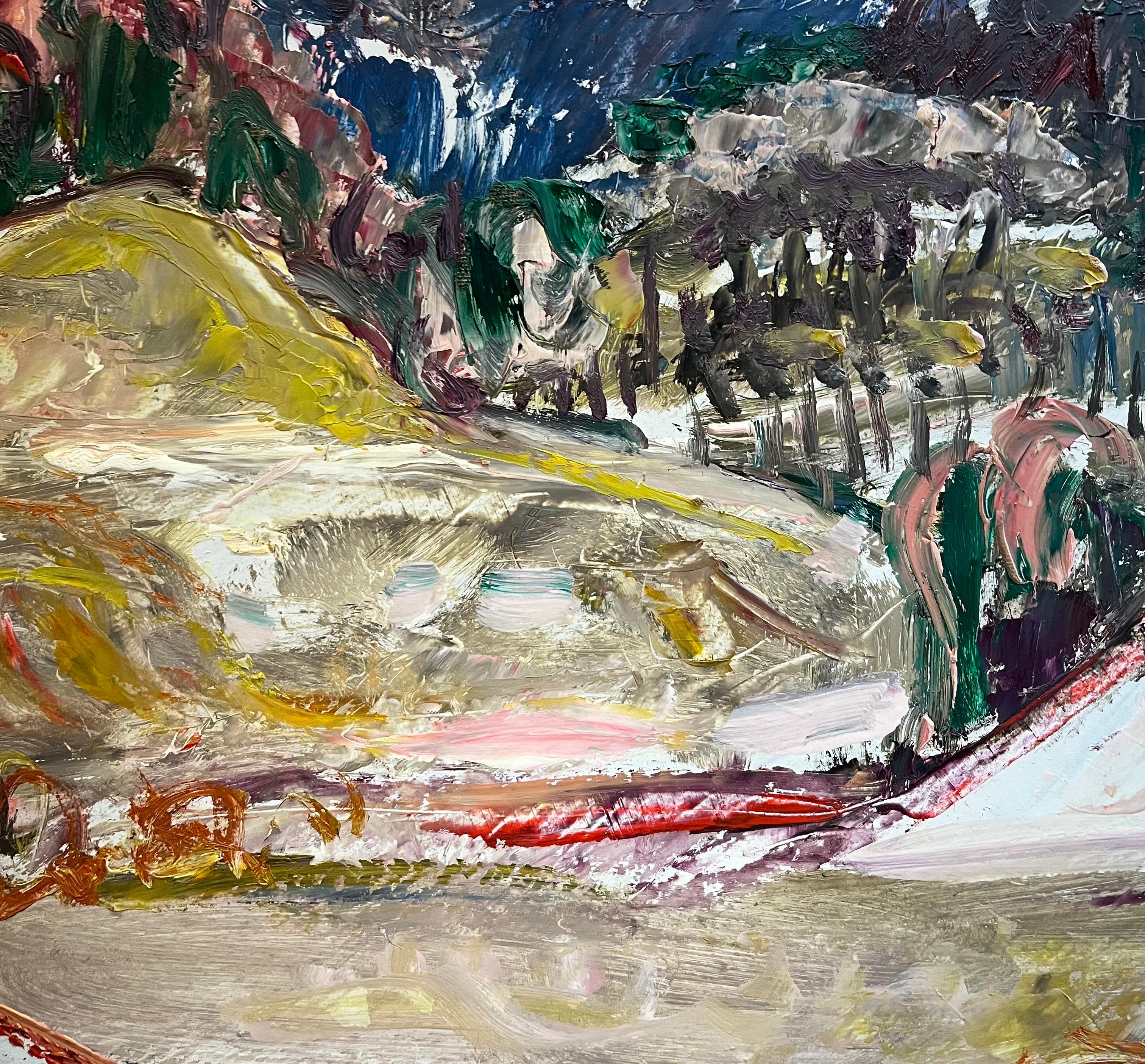 Paysage 128 de Jean Krille - Huile sur masonite 70x50,5 cm en vente 2