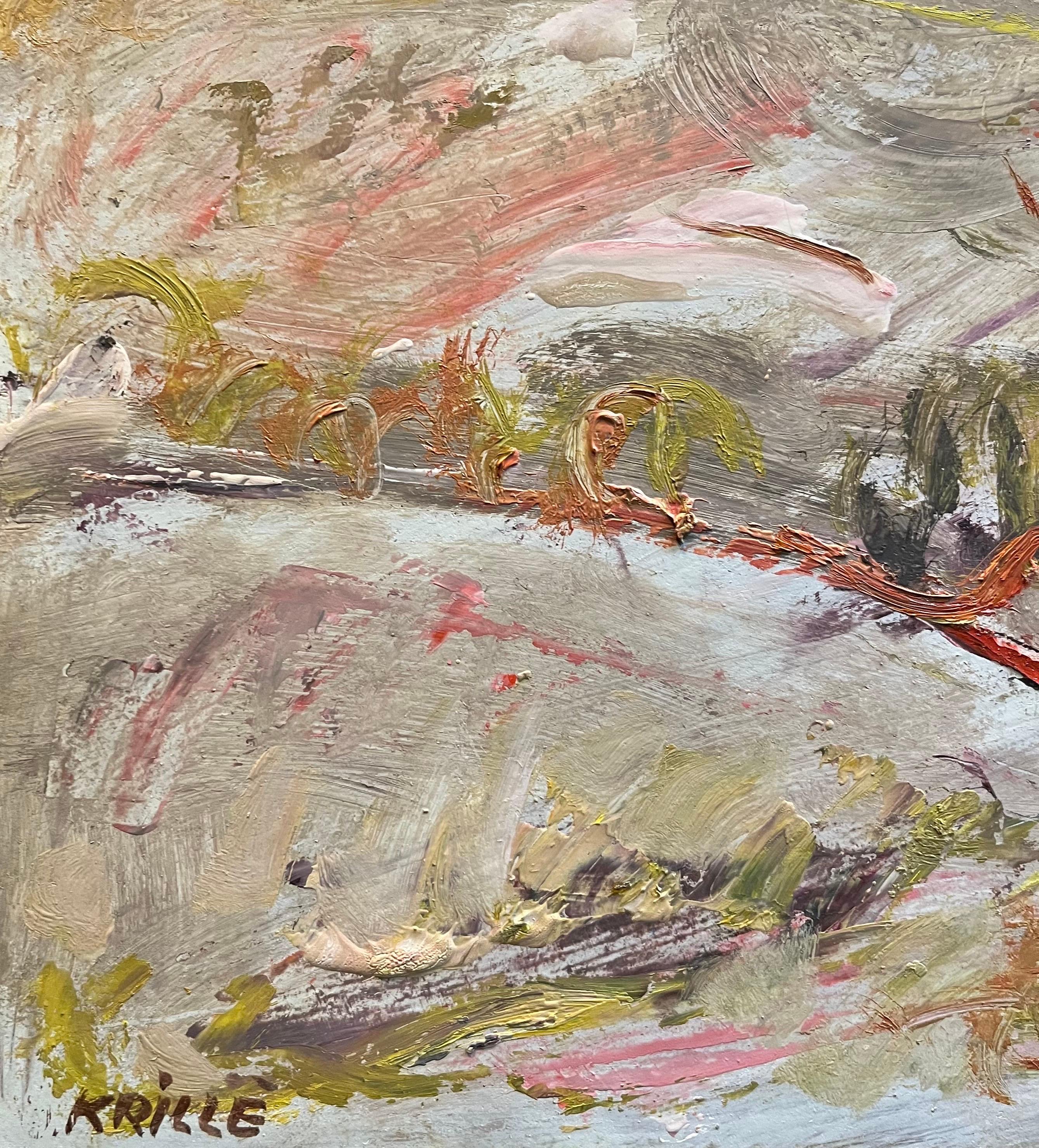 Paysage 128 de Jean Krille - Huile sur masonite 70x50,5 cm en vente 3