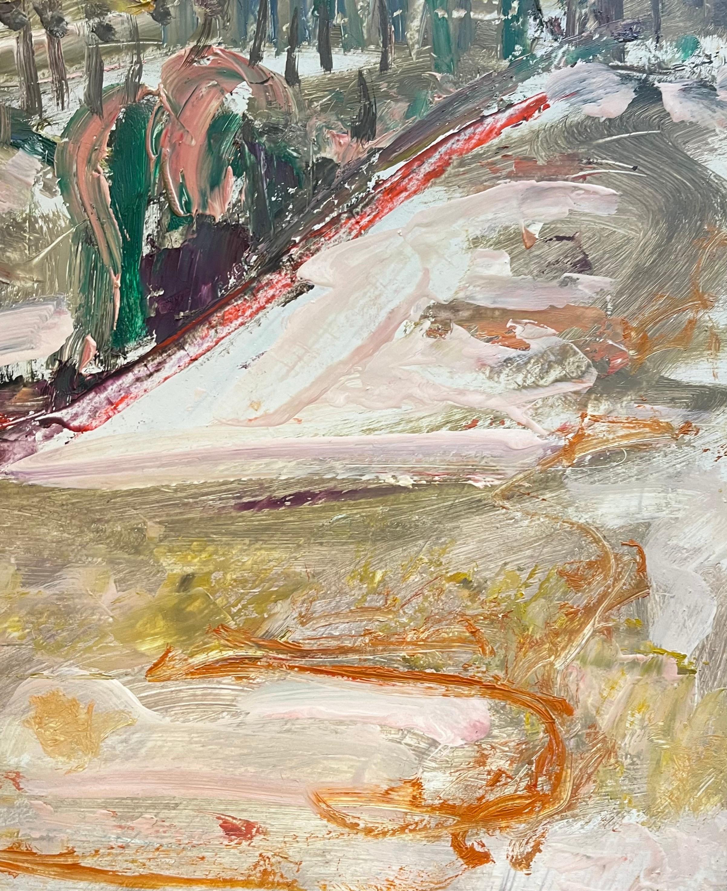 Paysage 128 de Jean Krille - Huile sur masonite 70x50,5 cm en vente 4