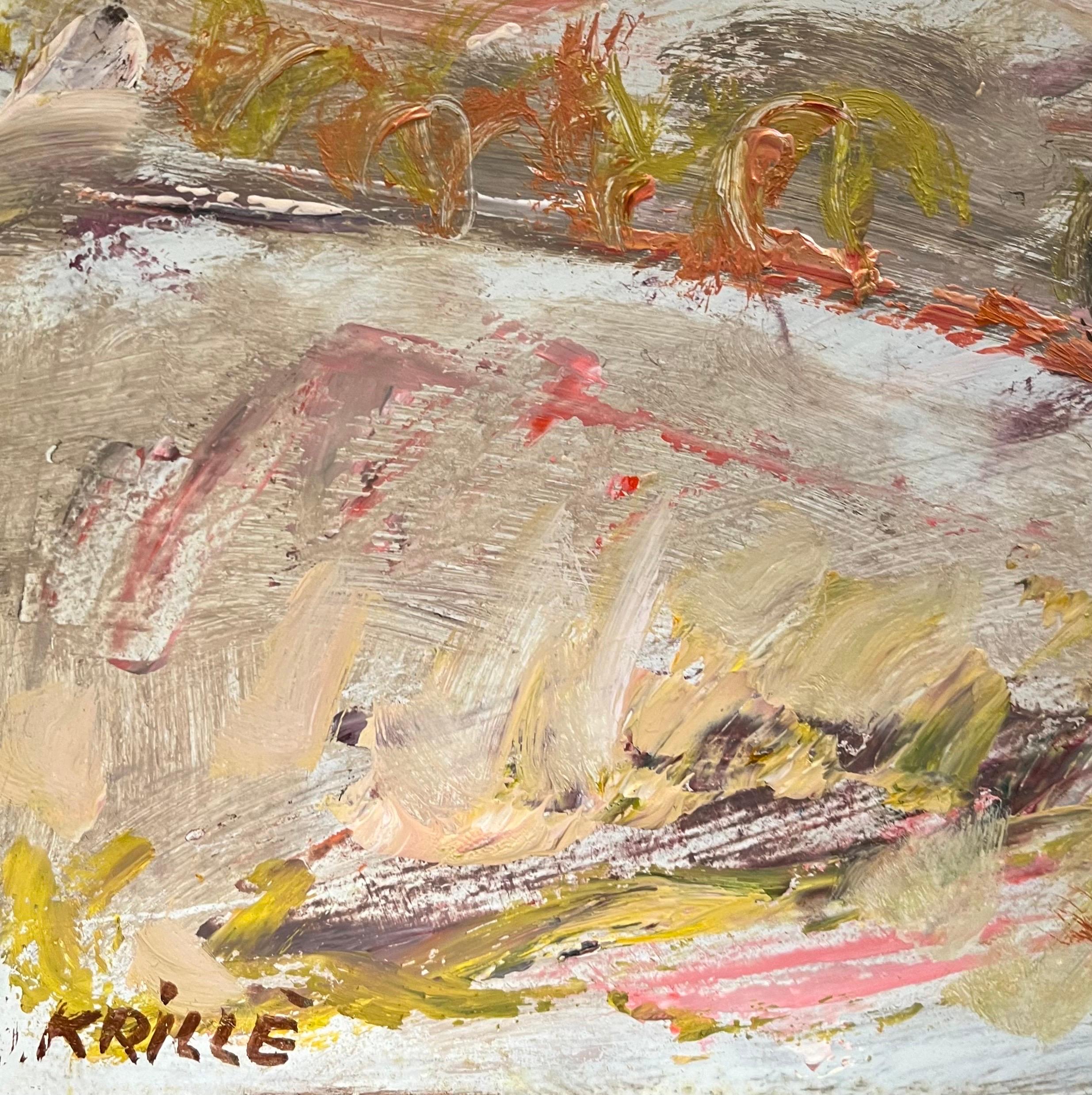 Paysage 128 de Jean Krille - Huile sur masonite 70x50,5 cm en vente 5