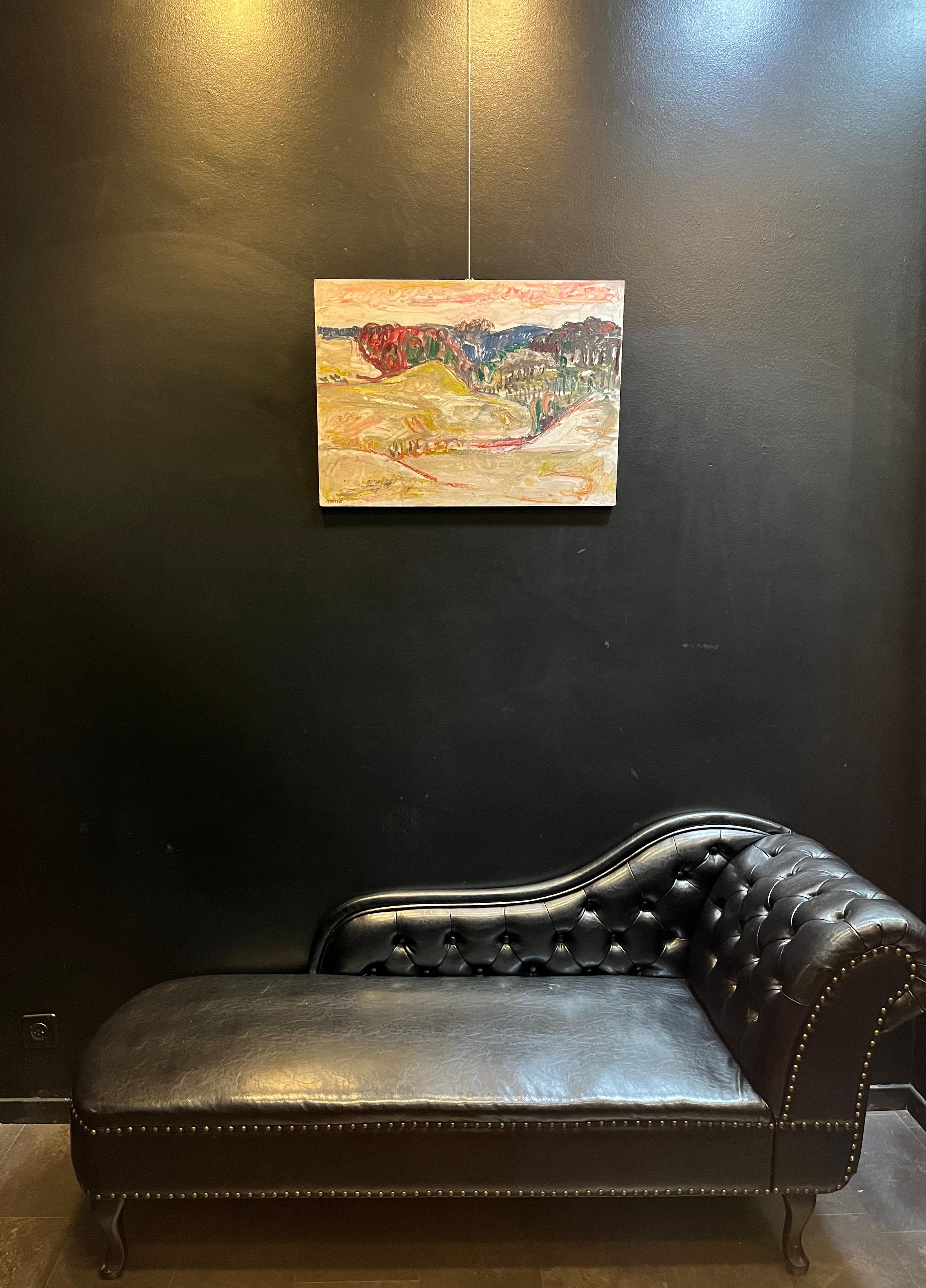 Paysage 128 de Jean Krille - Huile sur masonite 70x50,5 cm en vente 8