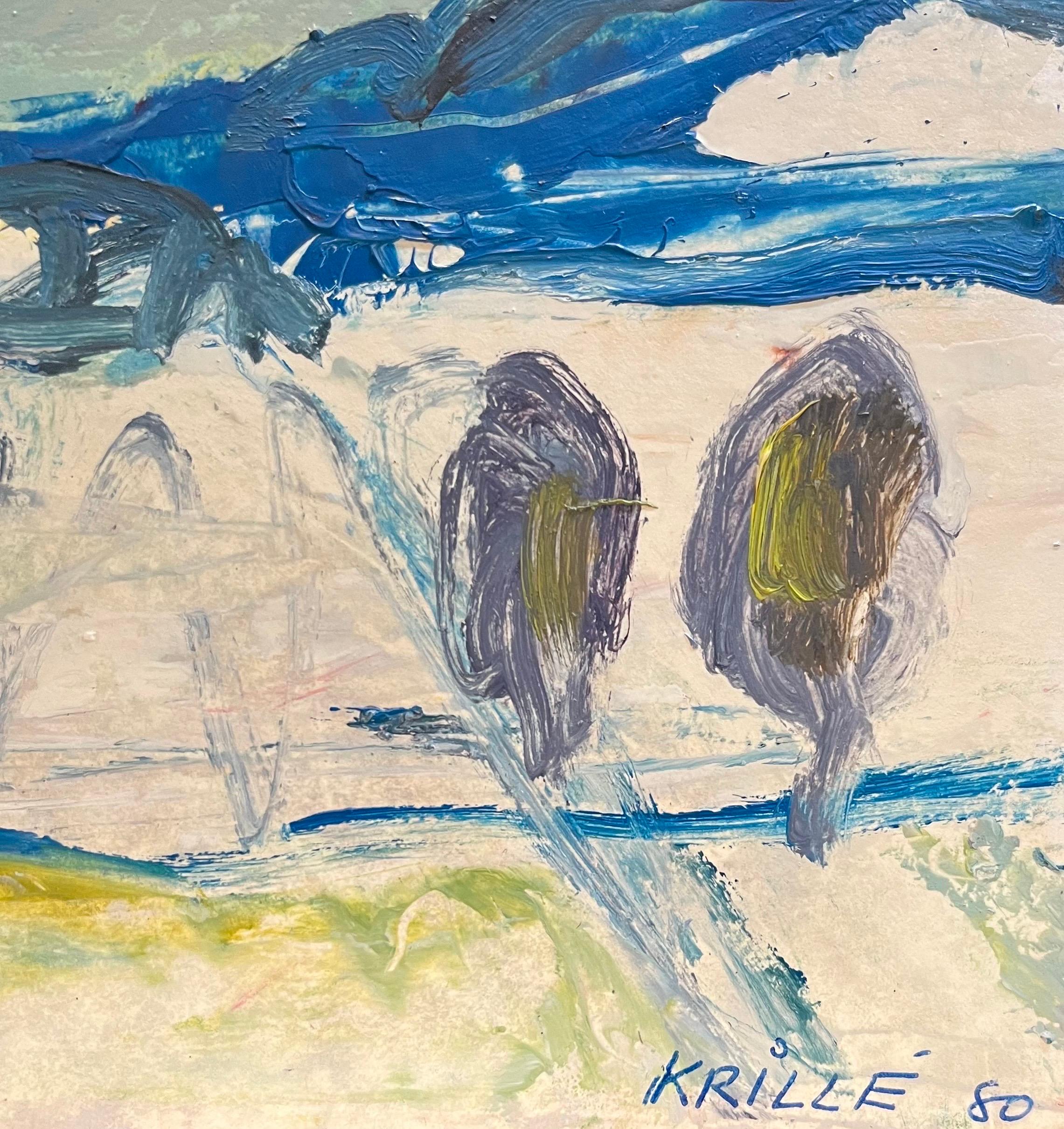 Landscape 130 by Jean Krille - Oil on canvas 50x35 cm For Sale 2