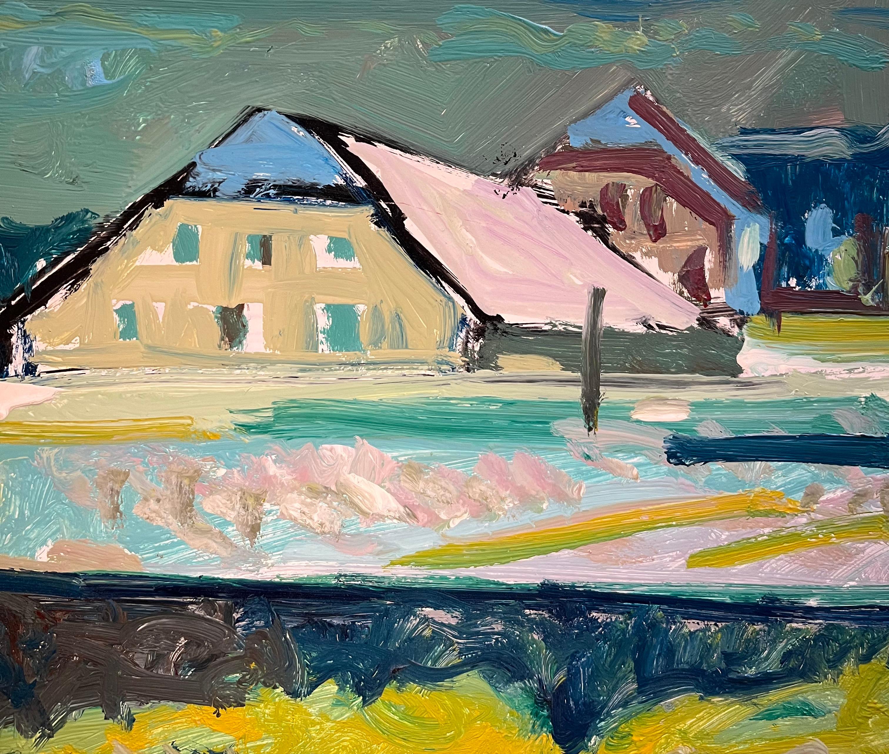 Landscape 135 by Jean Krille - Oil on Masonite 39x61 cm For Sale 5