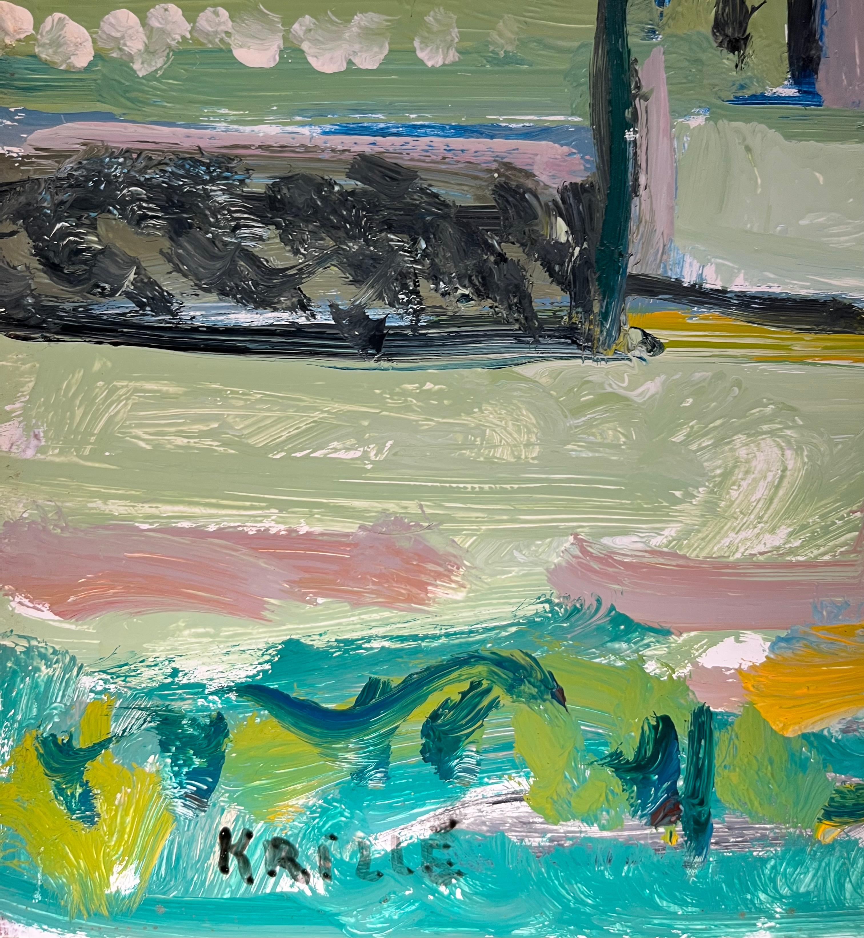 Landscape 135 by Jean Krille - Oil on Masonite 39x61 cm For Sale 8