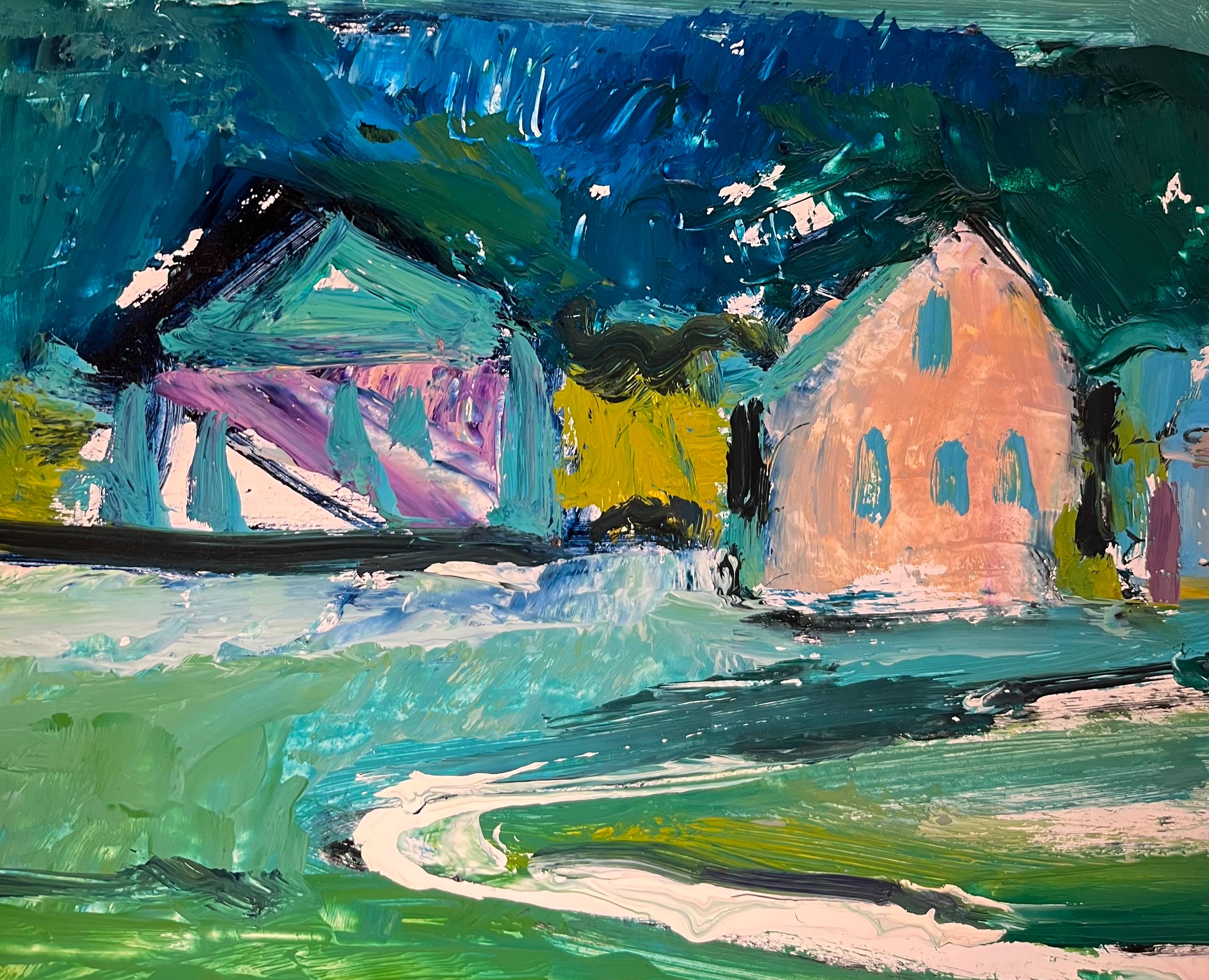 Landscape 136 by Jean Krille - Oil on Masonite 39x60.5 cm For Sale 4