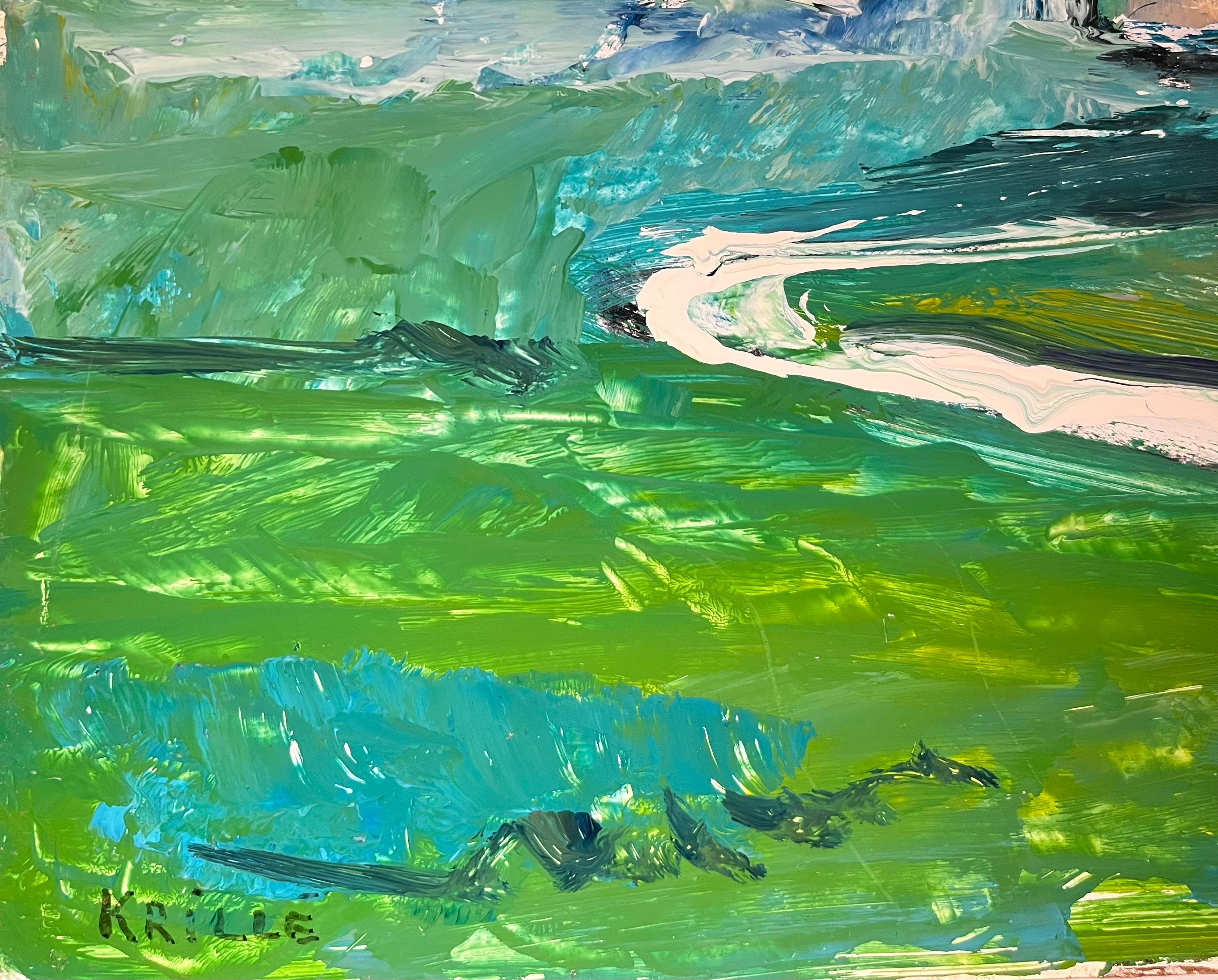 Landscape 136 by Jean Krille - Oil on Masonite 39x60.5 cm For Sale 5