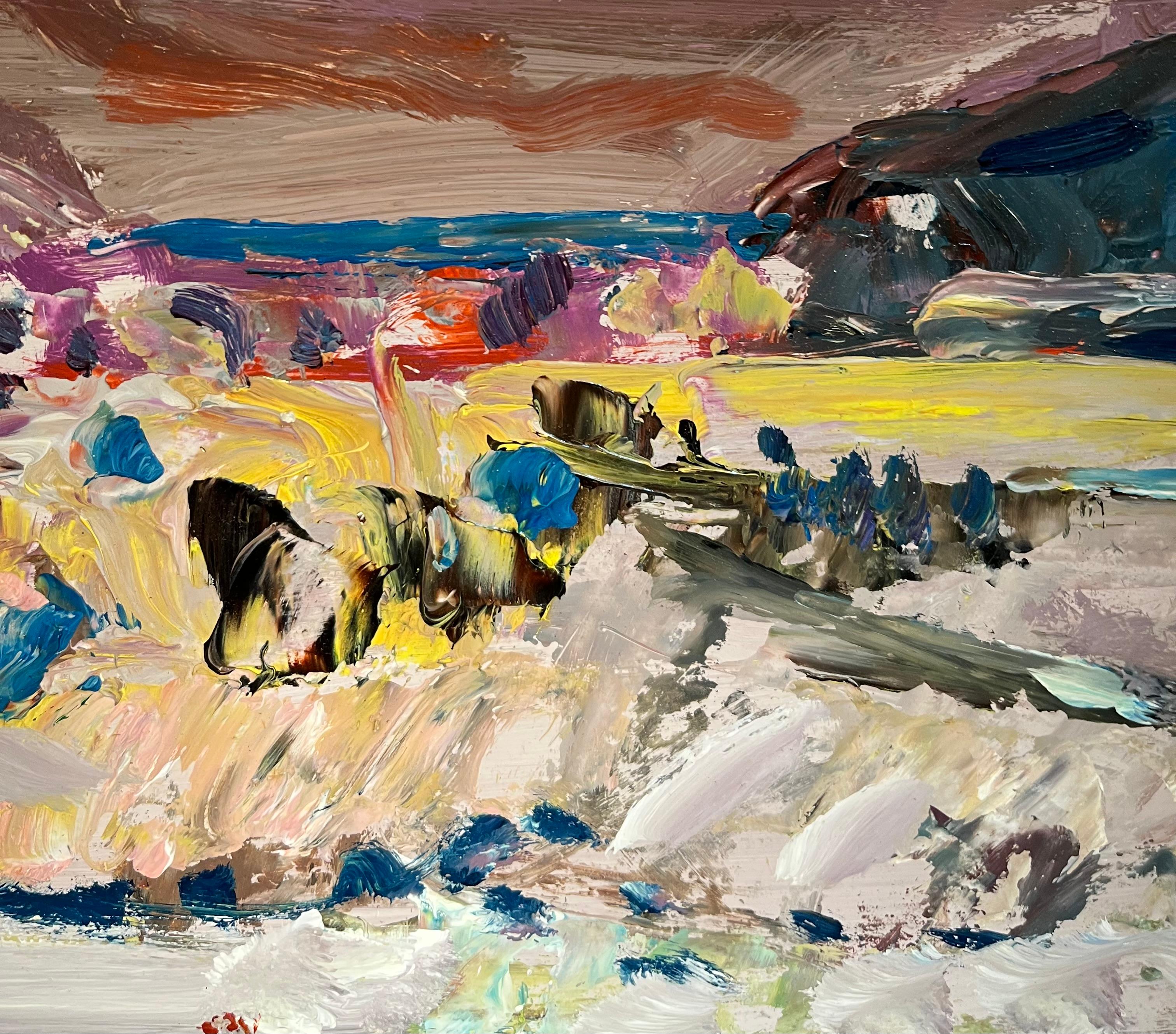 Landscape 138 by Jean Krille - Oil on Masonite 39x60 cm For Sale 3