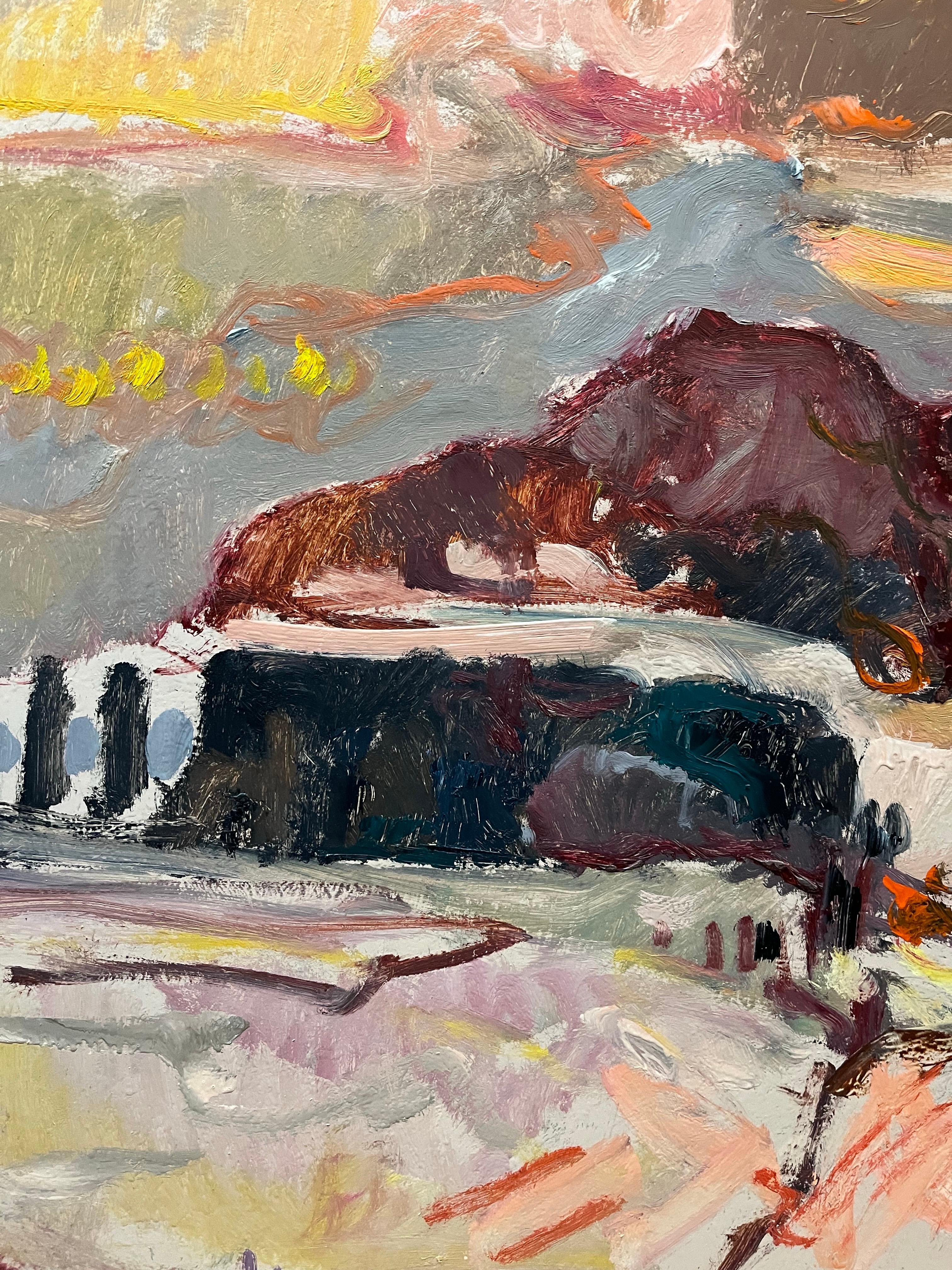 Landscape 141 by Jean Krille - Oil on Masonite 100x100 cm For Sale 9