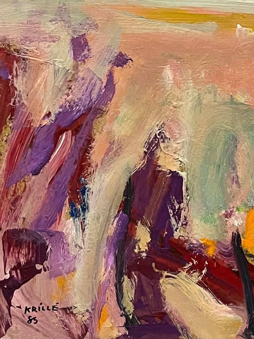 Landschaft 144 von Jean Krille - Öl auf Masonit 100x100 cm im Angebot 1