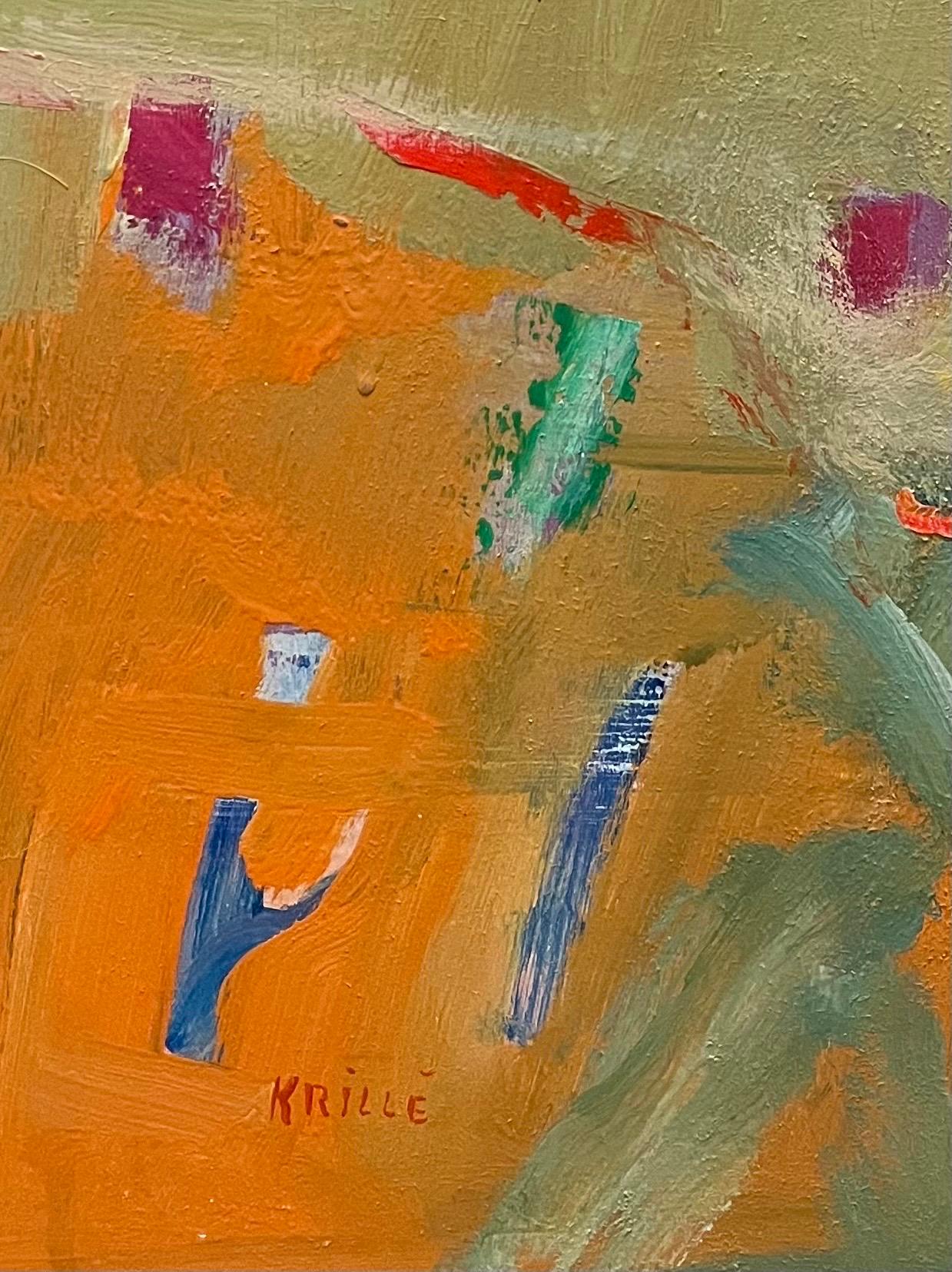 Landschaft 145 von Jean Krille - Öl auf Masonit 100x100 cm im Angebot 1