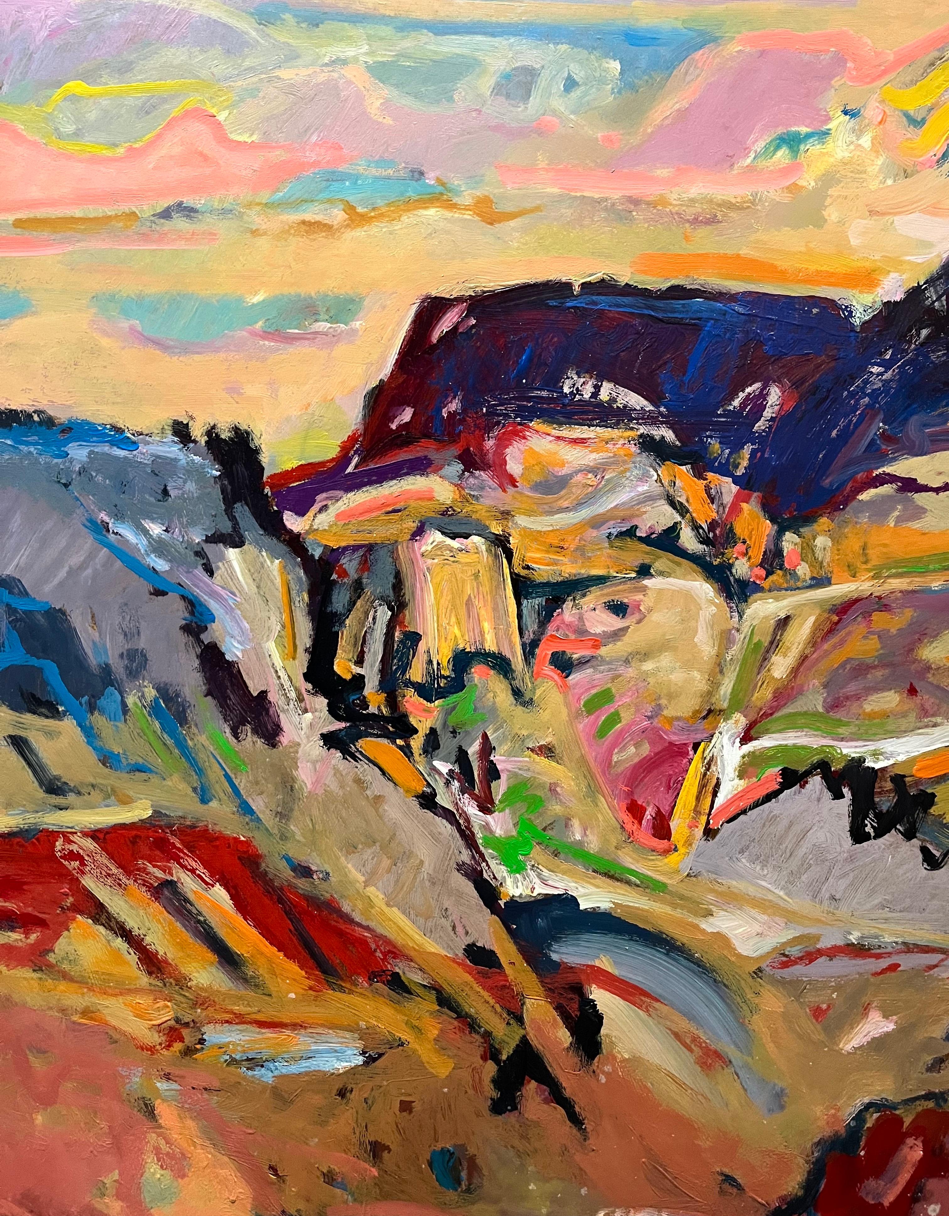 Paysage 148 de Jean Krille - Huile sur Masonite 100x100 cm en vente 4