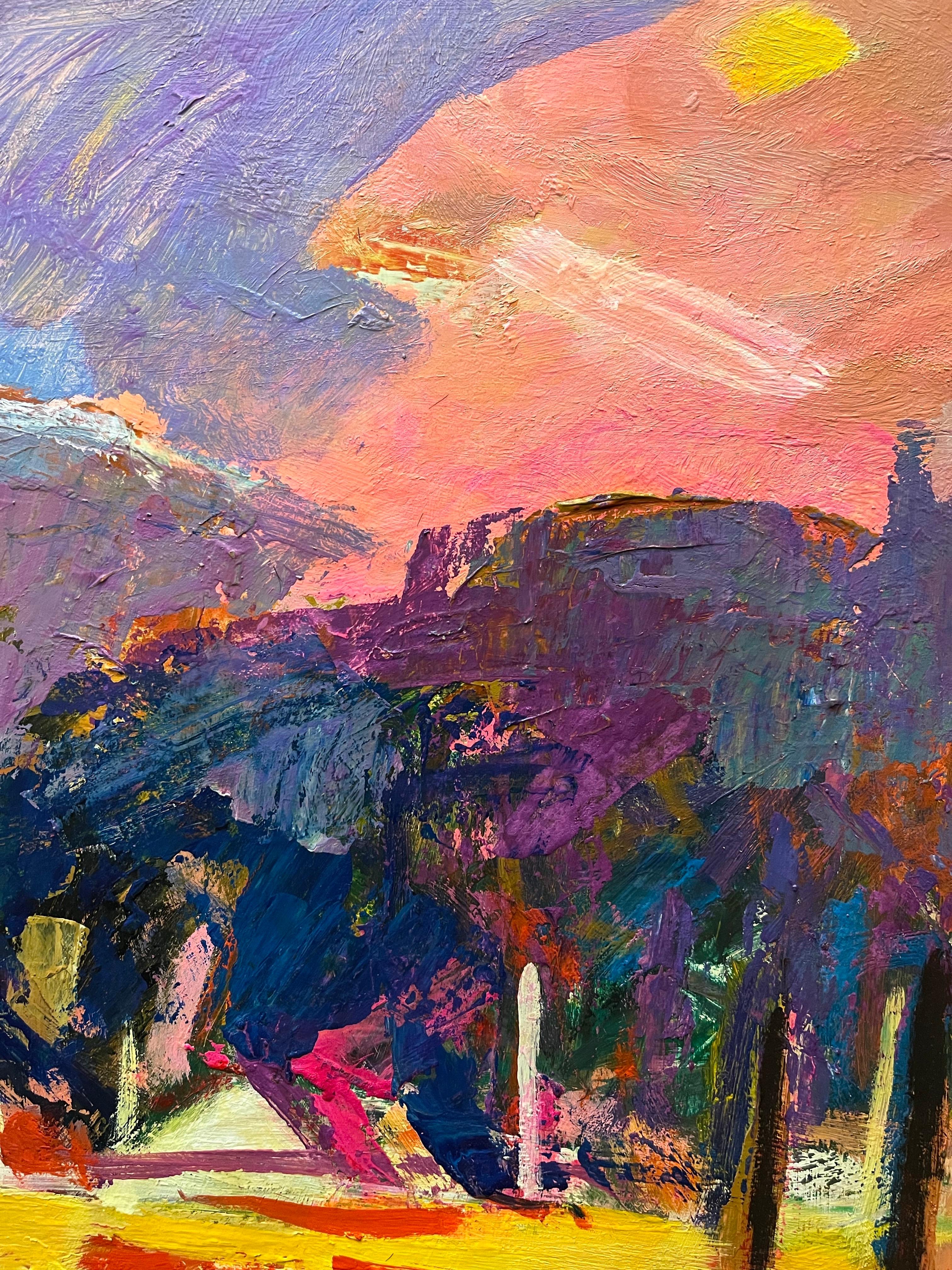 Paysage 149 de Jean Krille - Huile sur Masonite 100x100 cm en vente 2