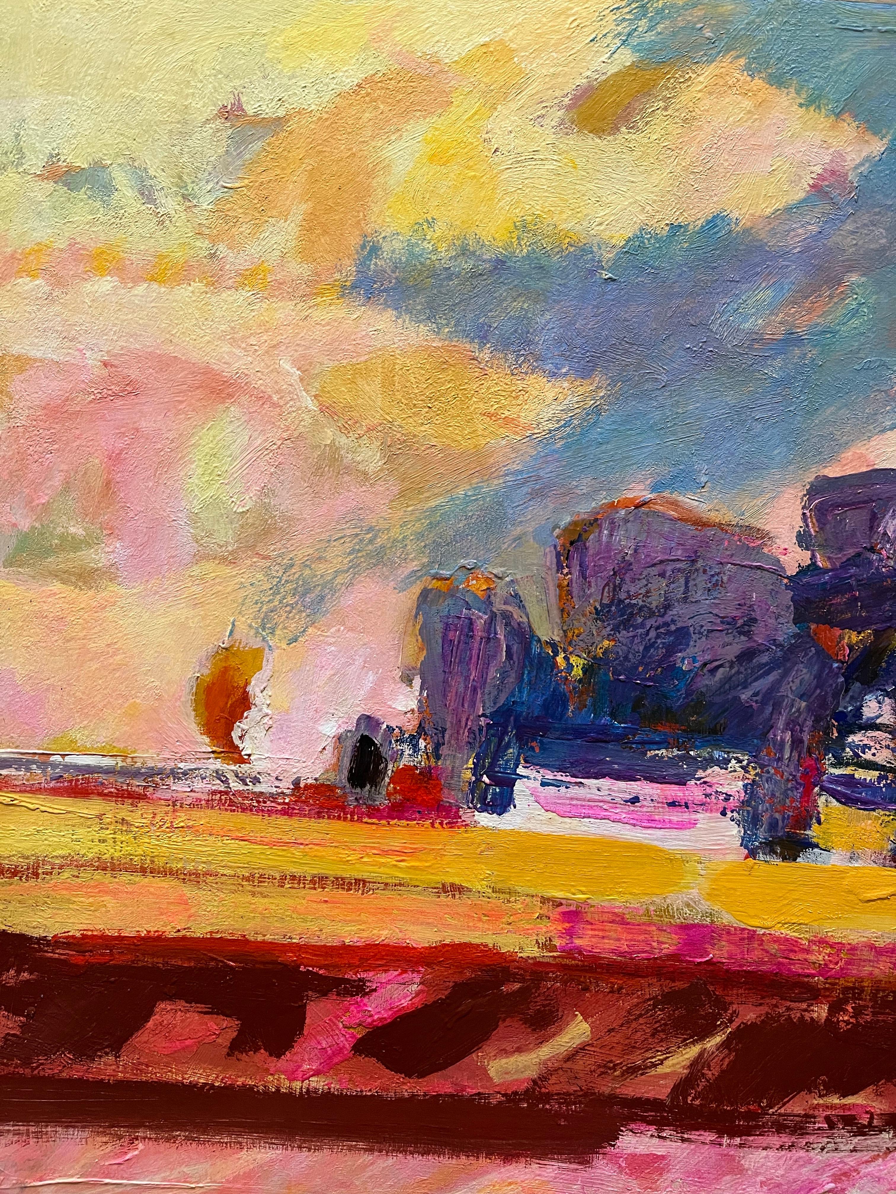 Paysage 149 de Jean Krille - Huile sur Masonite 100x100 cm en vente 3