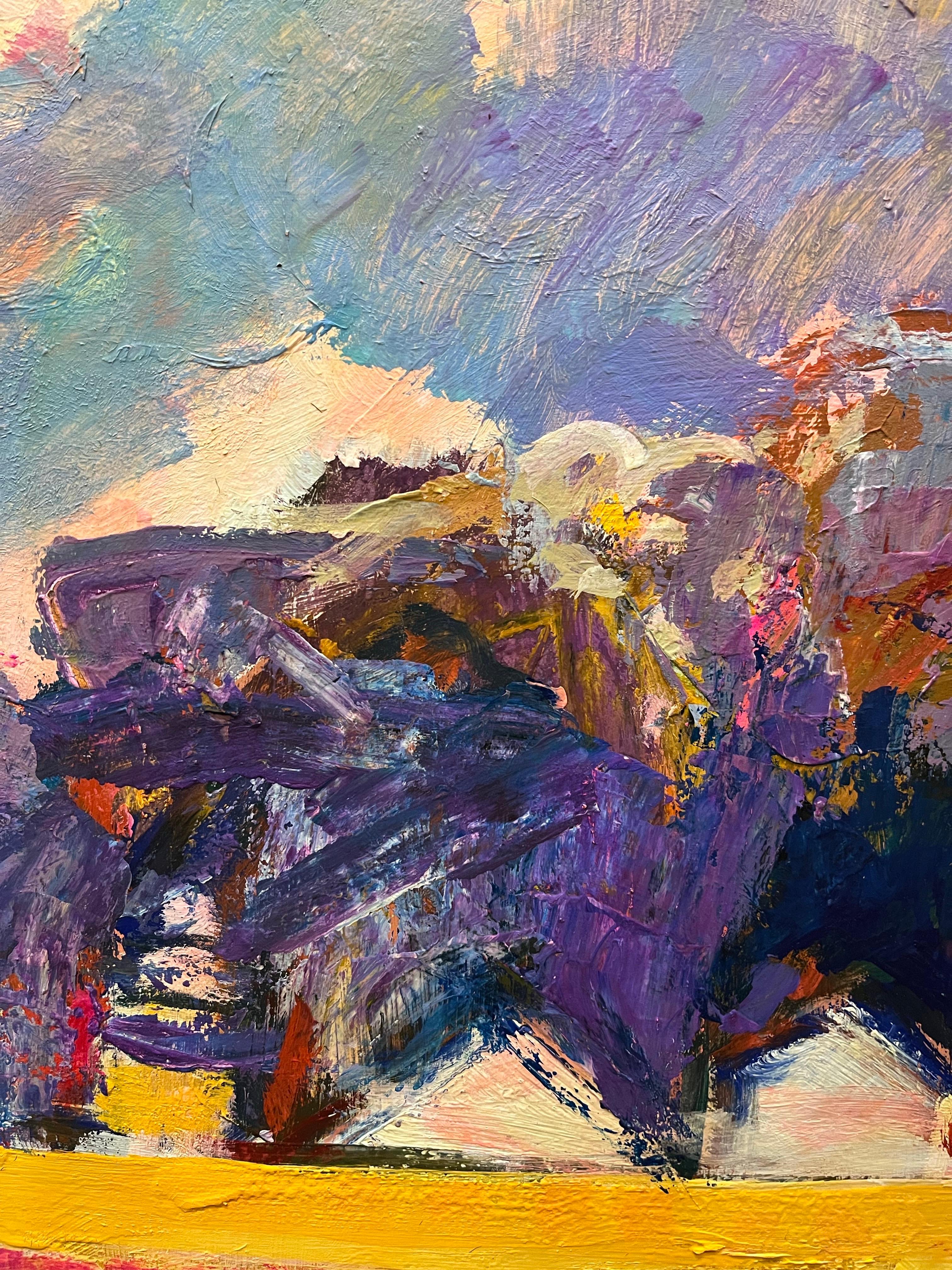Paysage 149 de Jean Krille - Huile sur Masonite 100x100 cm en vente 6