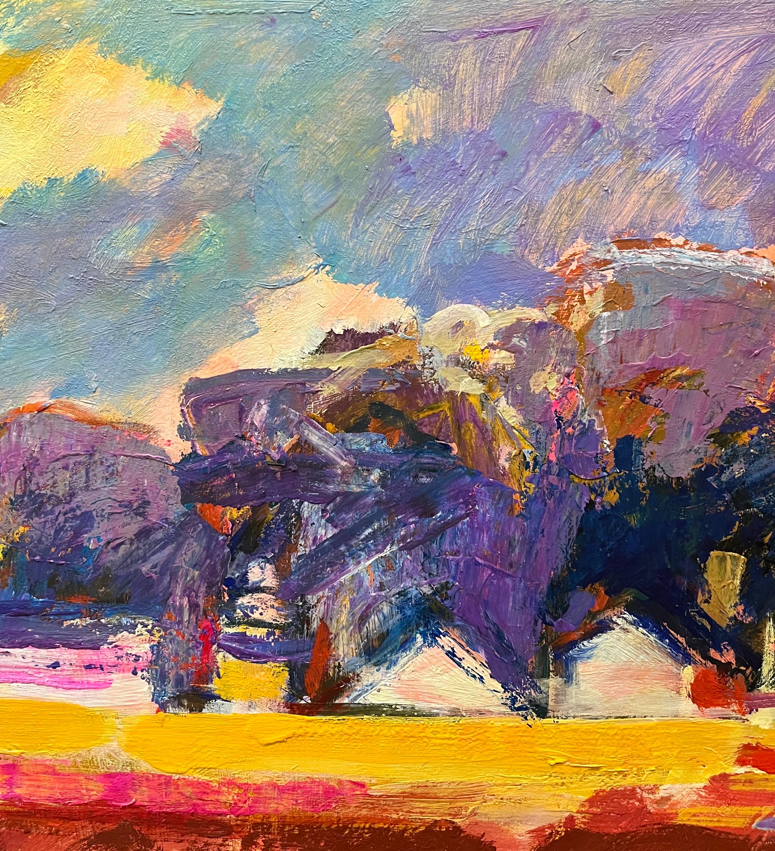 Paysage 149 de Jean Krille - Huile sur Masonite 100x100 cm en vente 7