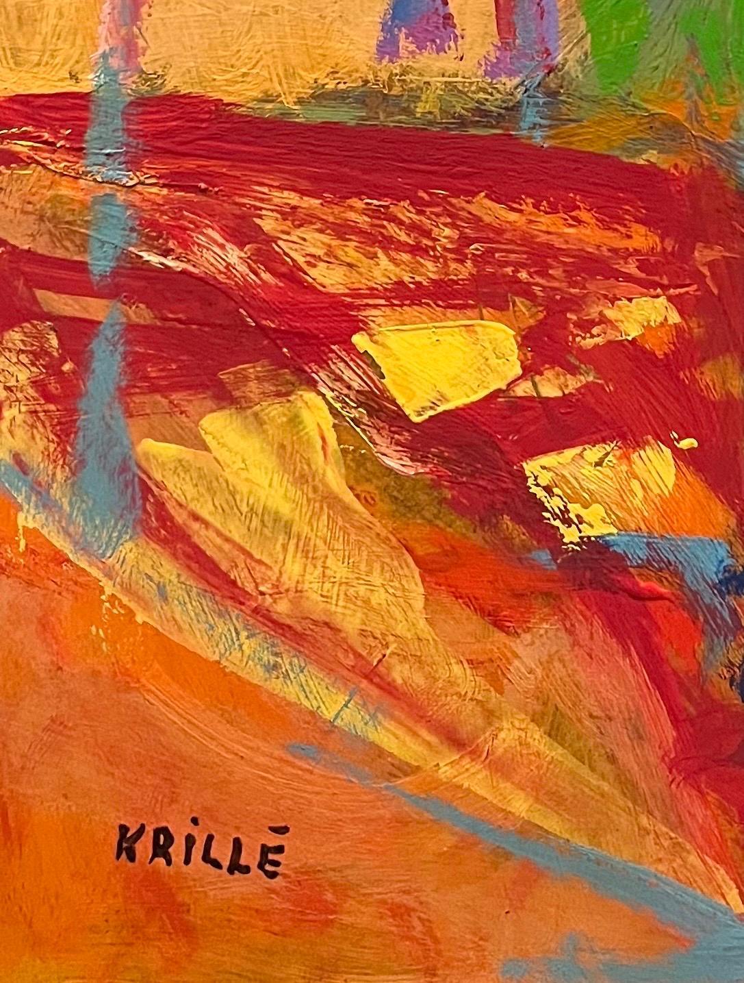 Paisaje 150 de Jean Krille - Óleo sobre masonita 80x100 cm en venta 1