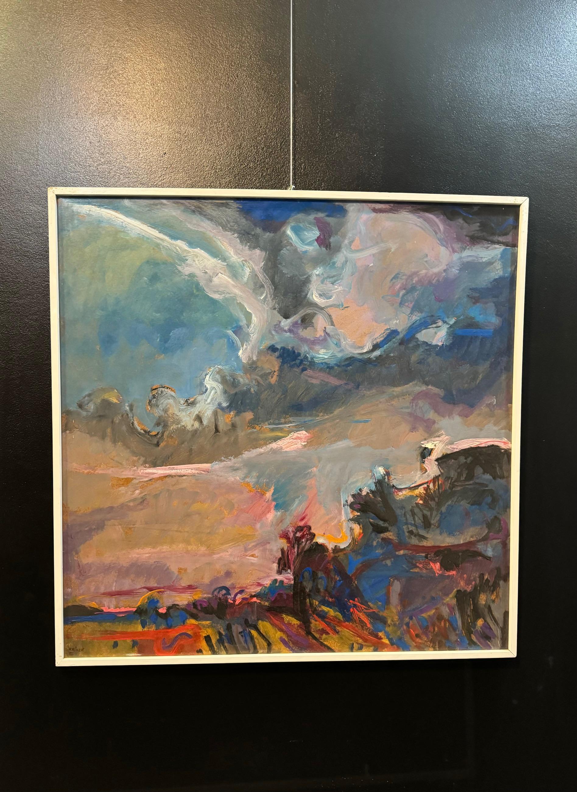 Landscape 99 by Jean Krille - Oil on masonite 100x100cm For Sale 1