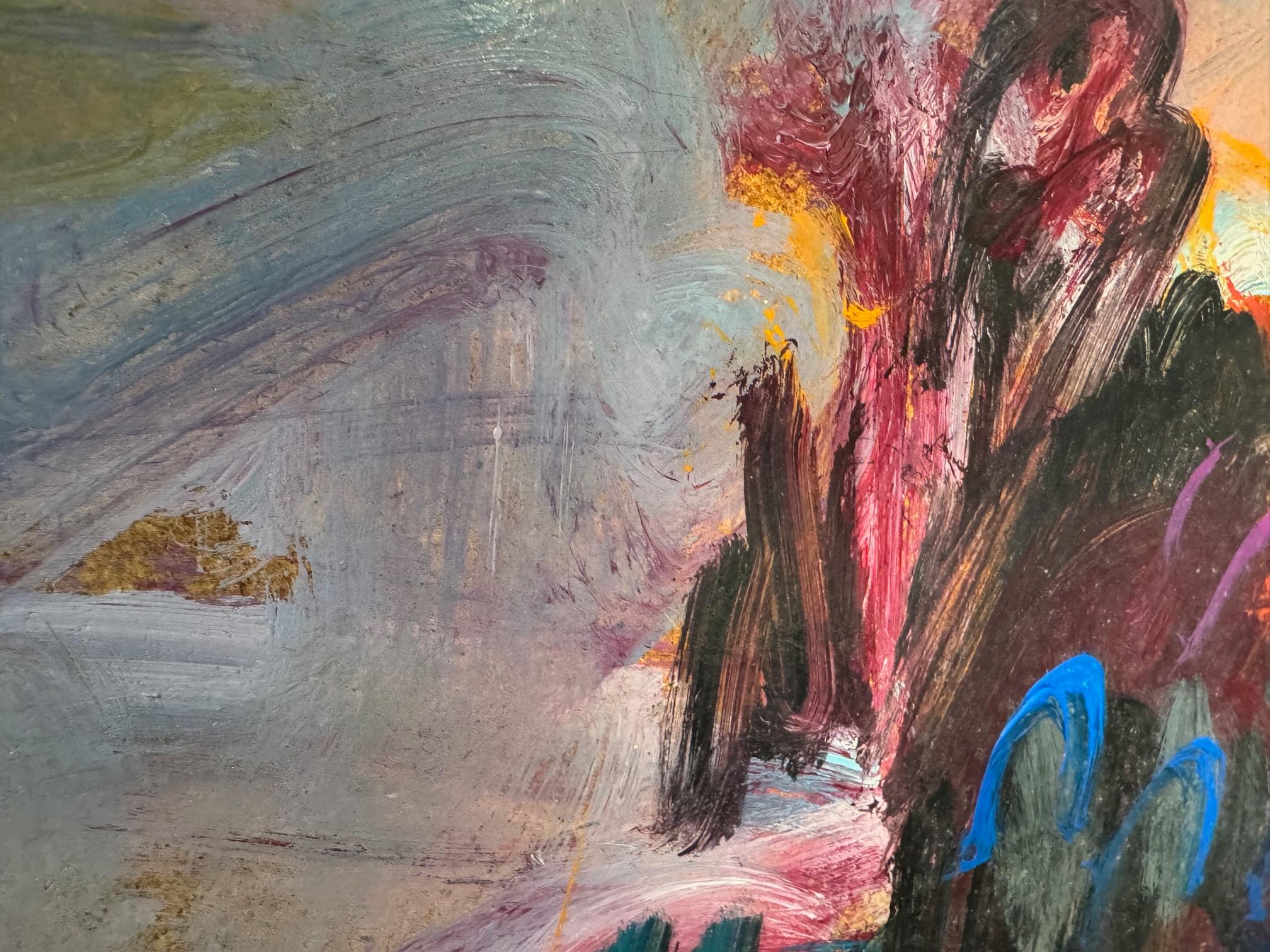 Landscape 99 by Jean Krille - Oil on masonite 100x100cm For Sale 2
