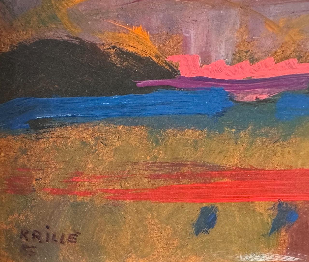 Landscape 99 by Jean Krille - Oil on masonite 100x100cm For Sale 4
