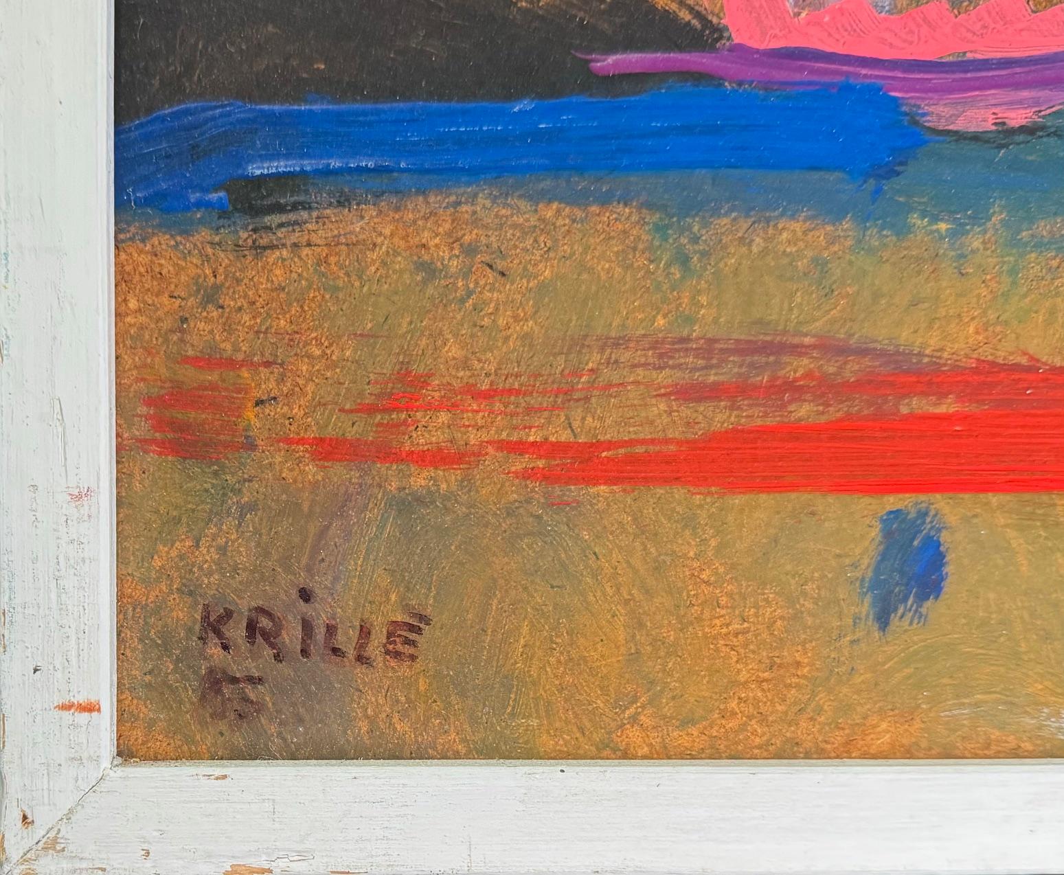 Landscape 99 by Jean Krille - Oil on masonite 100x100cm For Sale 5