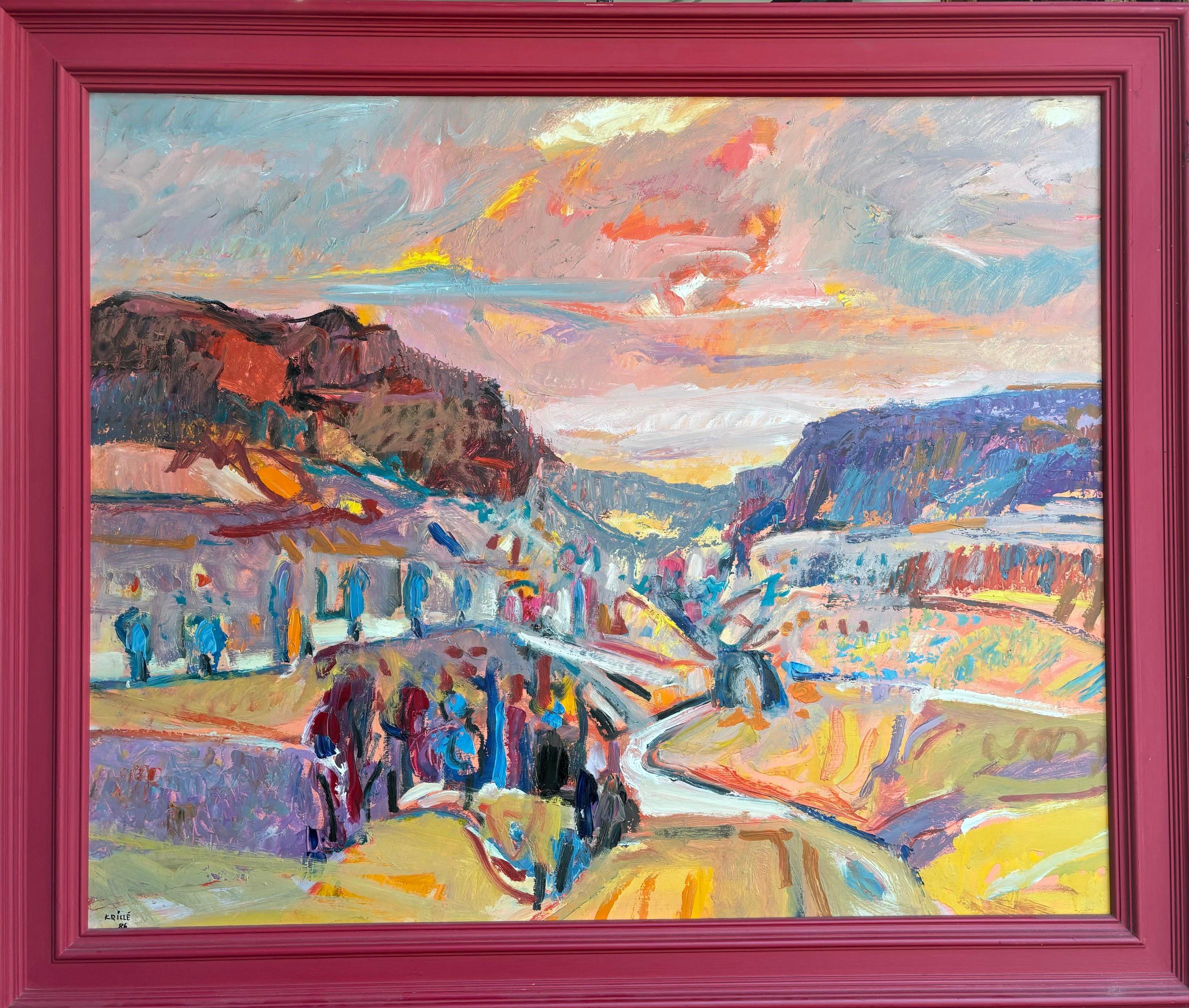 Landscape n°88 by Jean Krillé - Oil on wood 100x120 cm For Sale 1