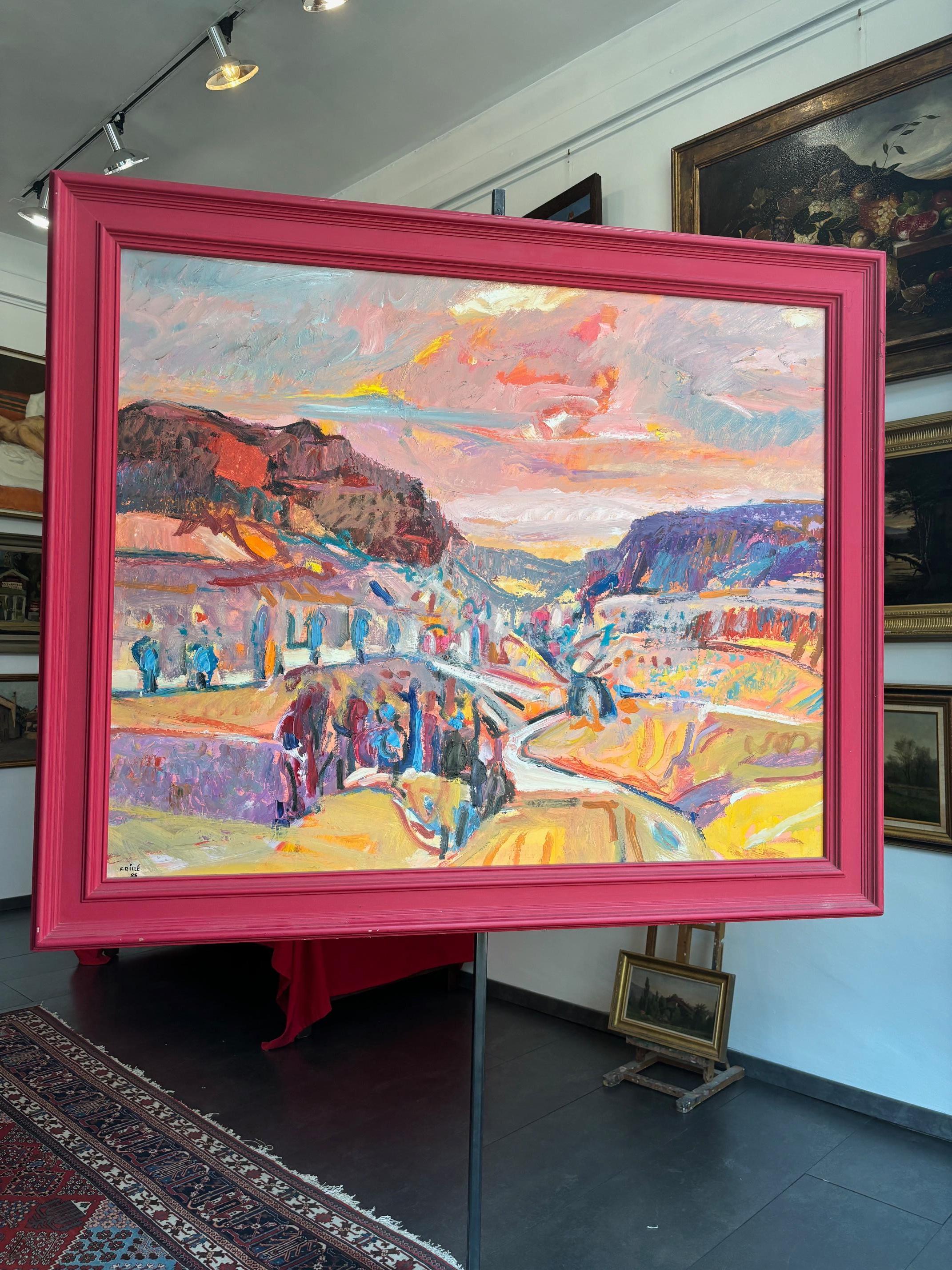 Landscape n°88 by Jean Krillé - Oil on wood 100x120 cm For Sale 2