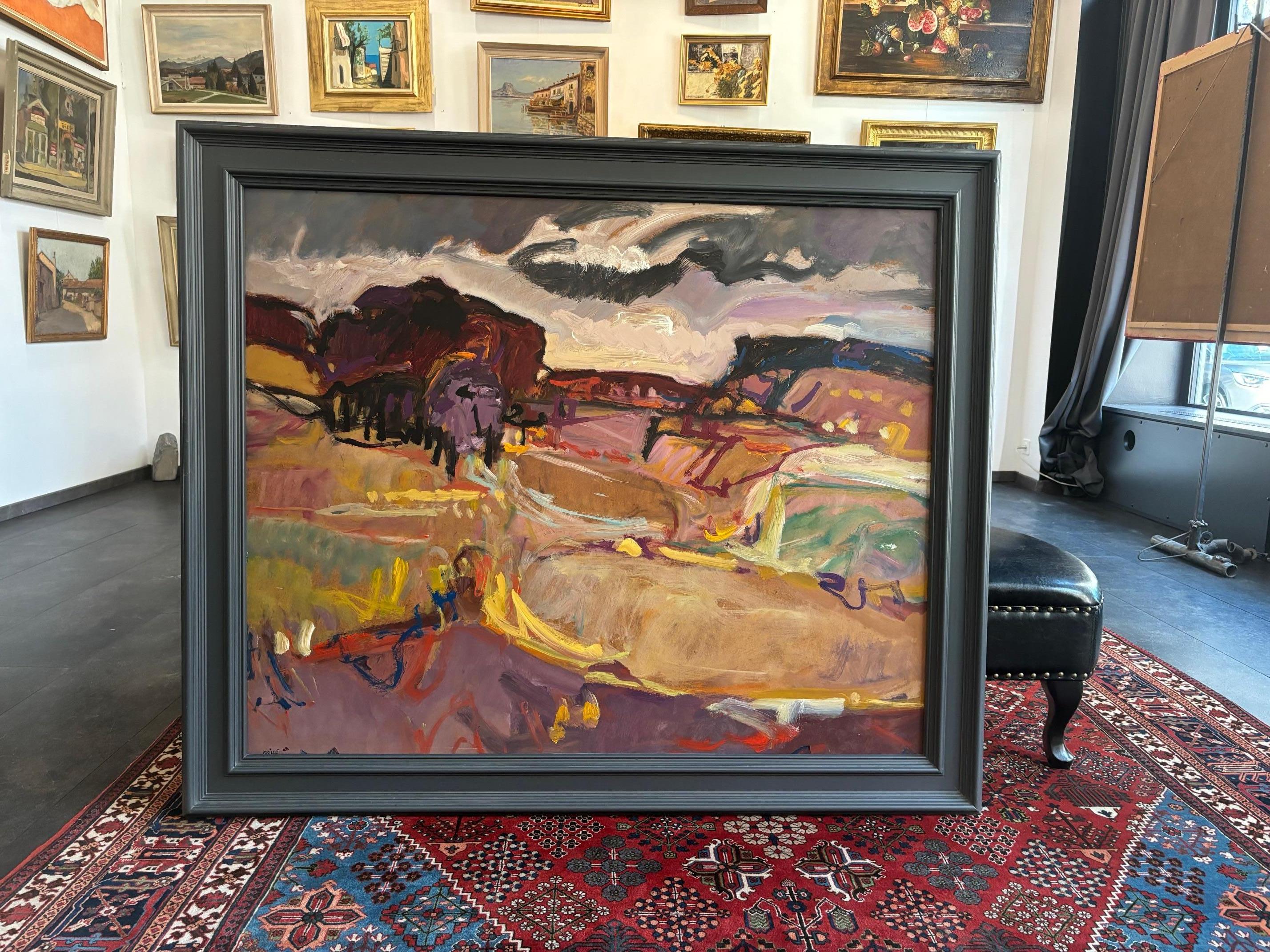 Paisaje n°89 de Jean Krillé - Óleo sobre madera 100x120 cm - Painting Neoexpresionista de Jean Krille
