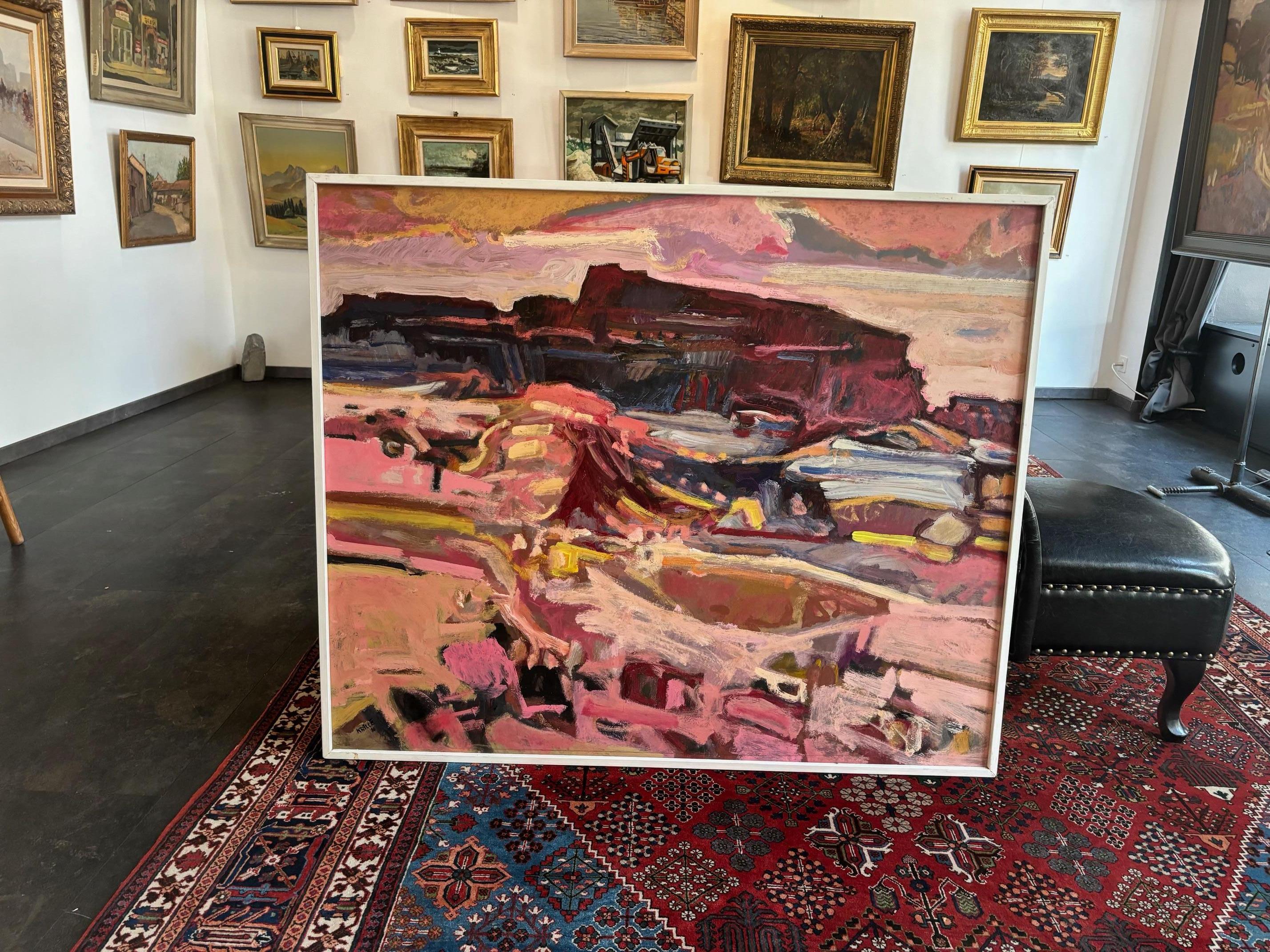 Paisaje n°91 de Jean Krillé - Óleo sobre madera 100x120 cm - Painting Neoexpresionista de Jean Krille