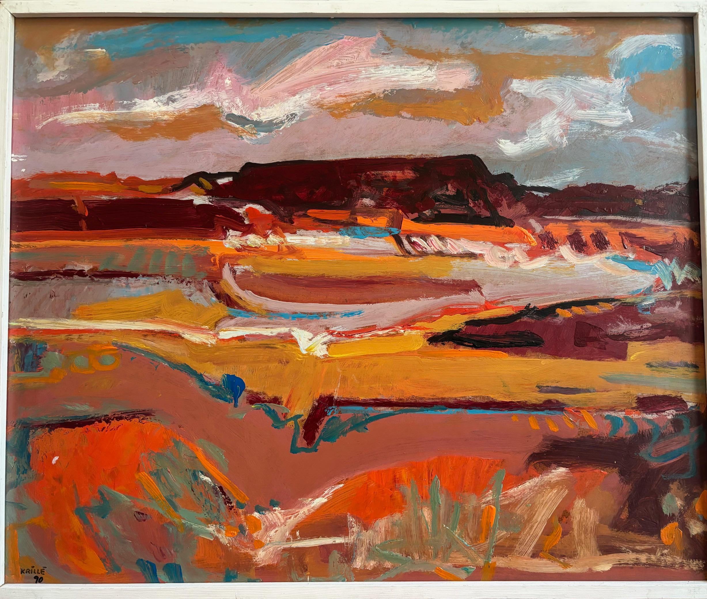 Paysage n°93 de Jean Krillé - Huile sur bois 59x72 cm - Painting de Jean Krille