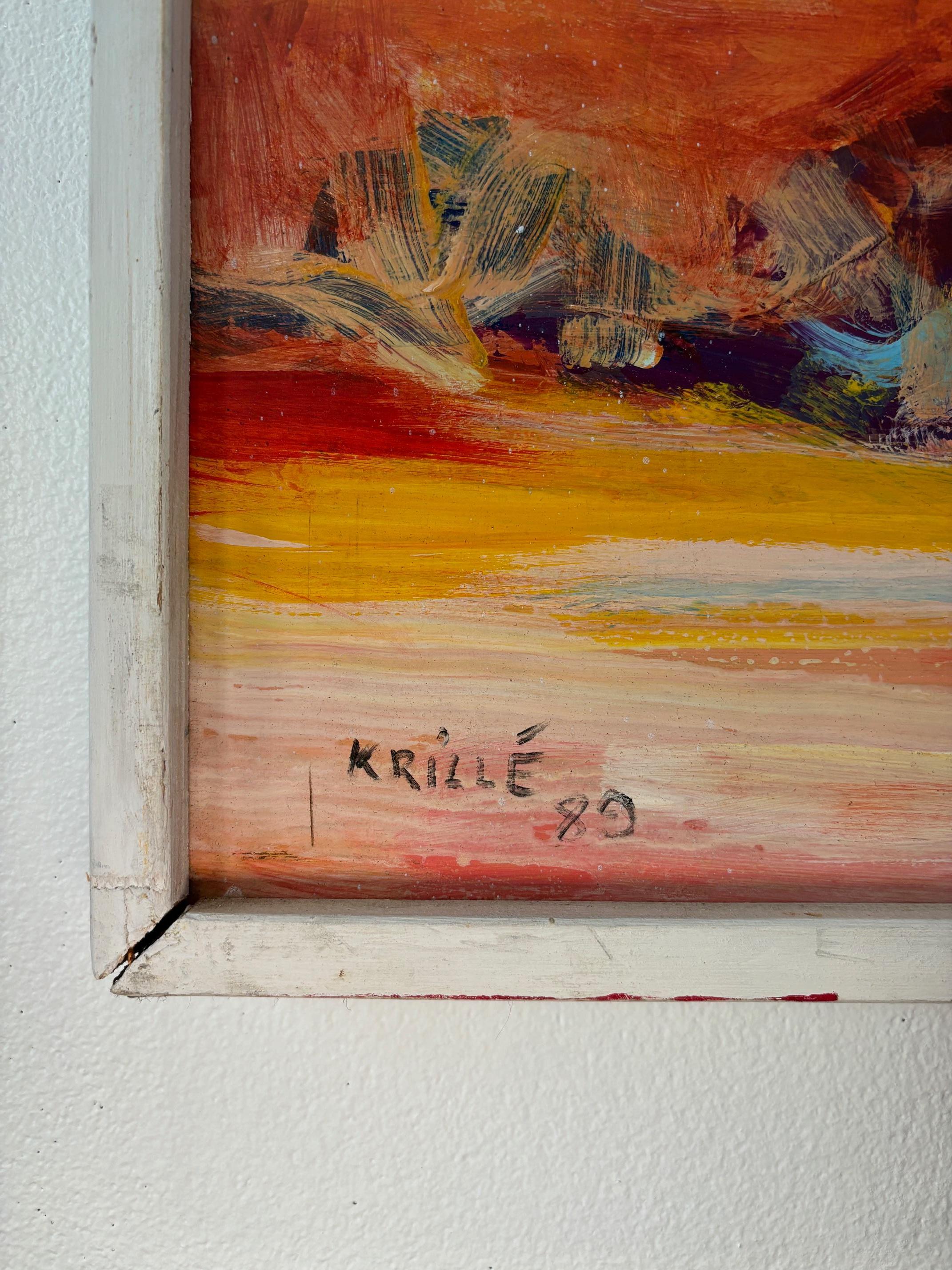 Paesaggio n°96 di Jean Krillé - Olio su masonite 100x100 cm - Abstract Painting Marrone di Jean Krille