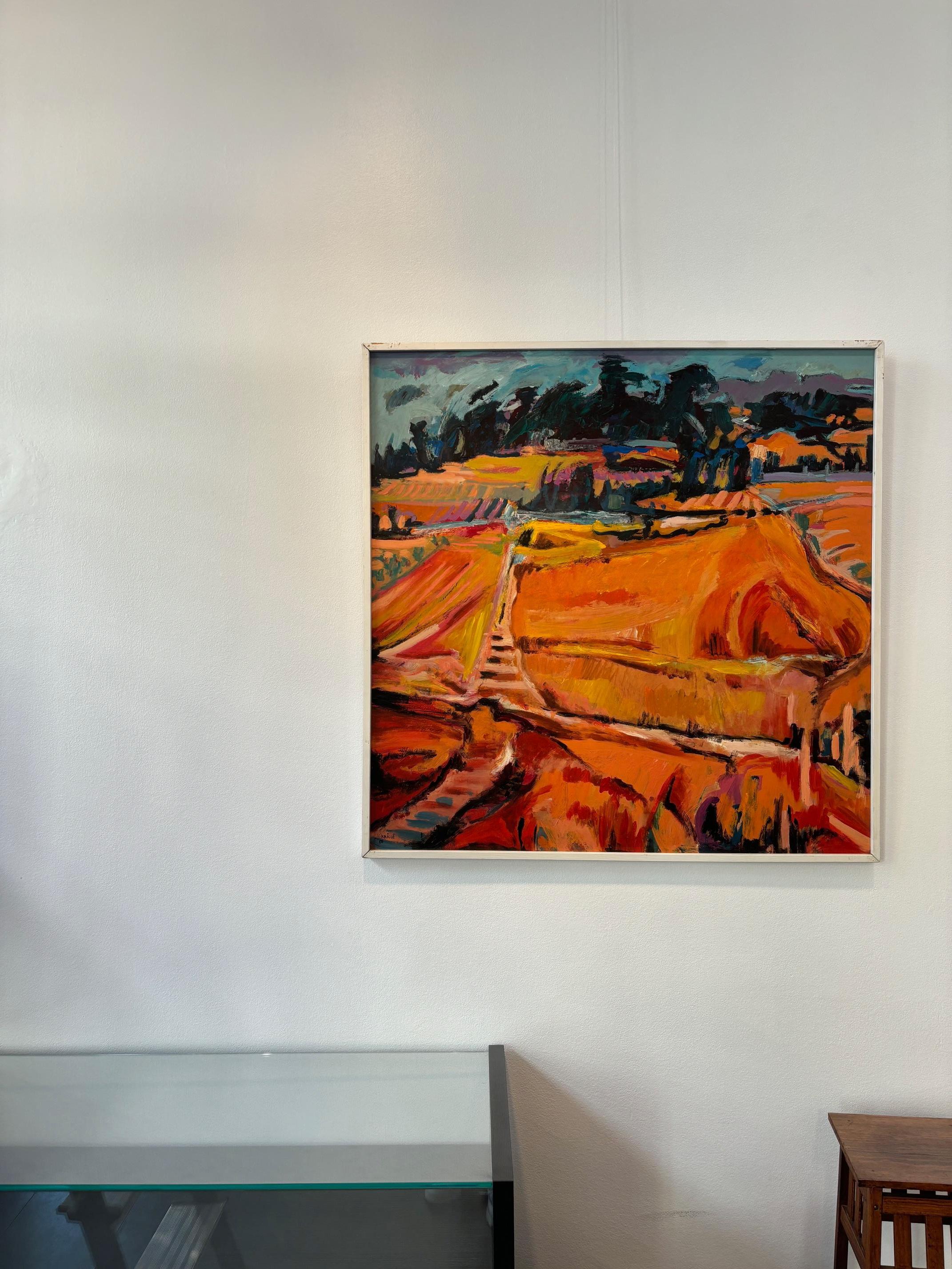 Paesaggio n°97 di Jean Krillé - Olio su masonite 100x100 cm - Painting di Jean Krille