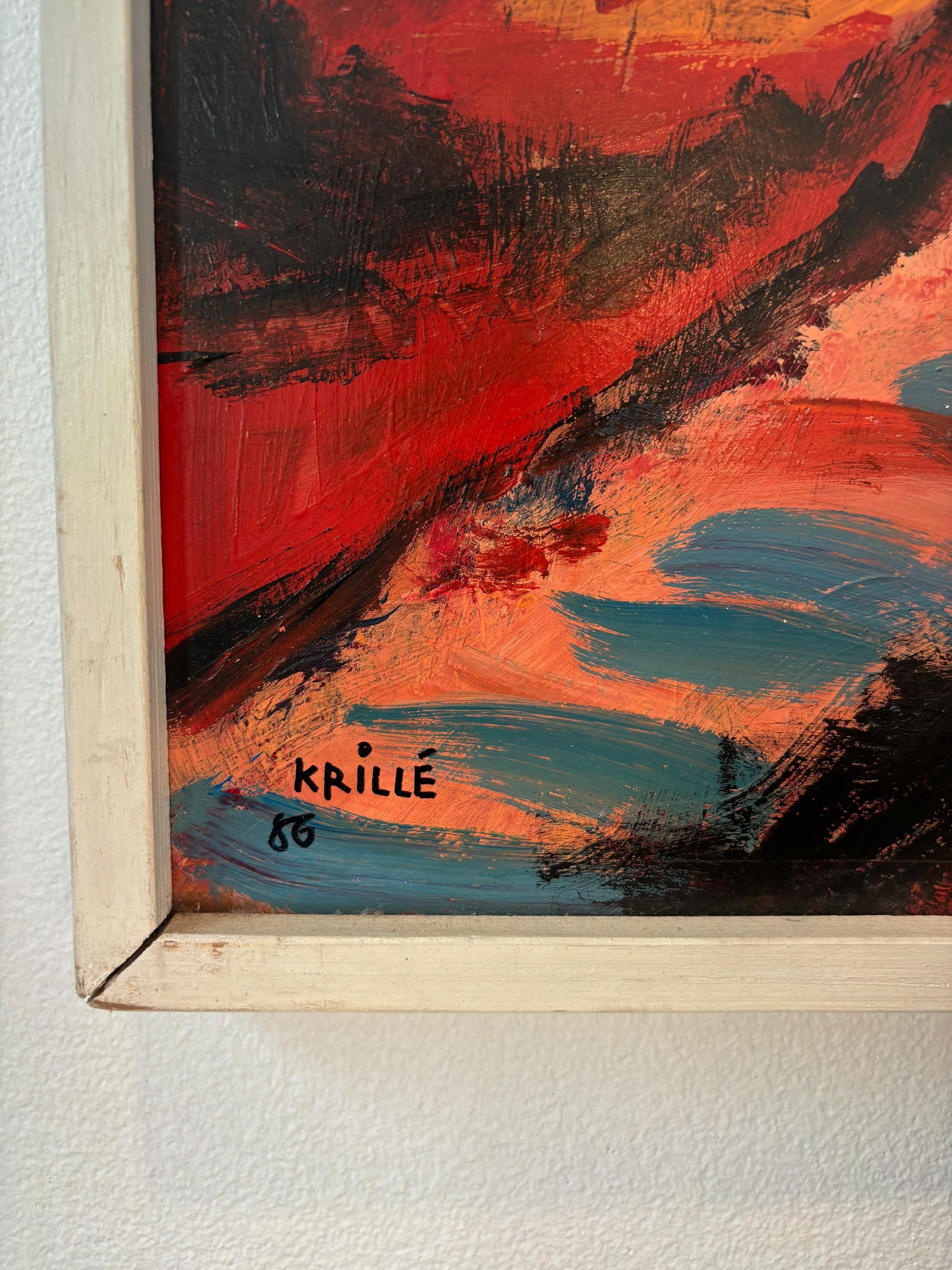 Paesaggio n°97 di Jean Krillé - Olio su masonite 100x100 cm in vendita 1