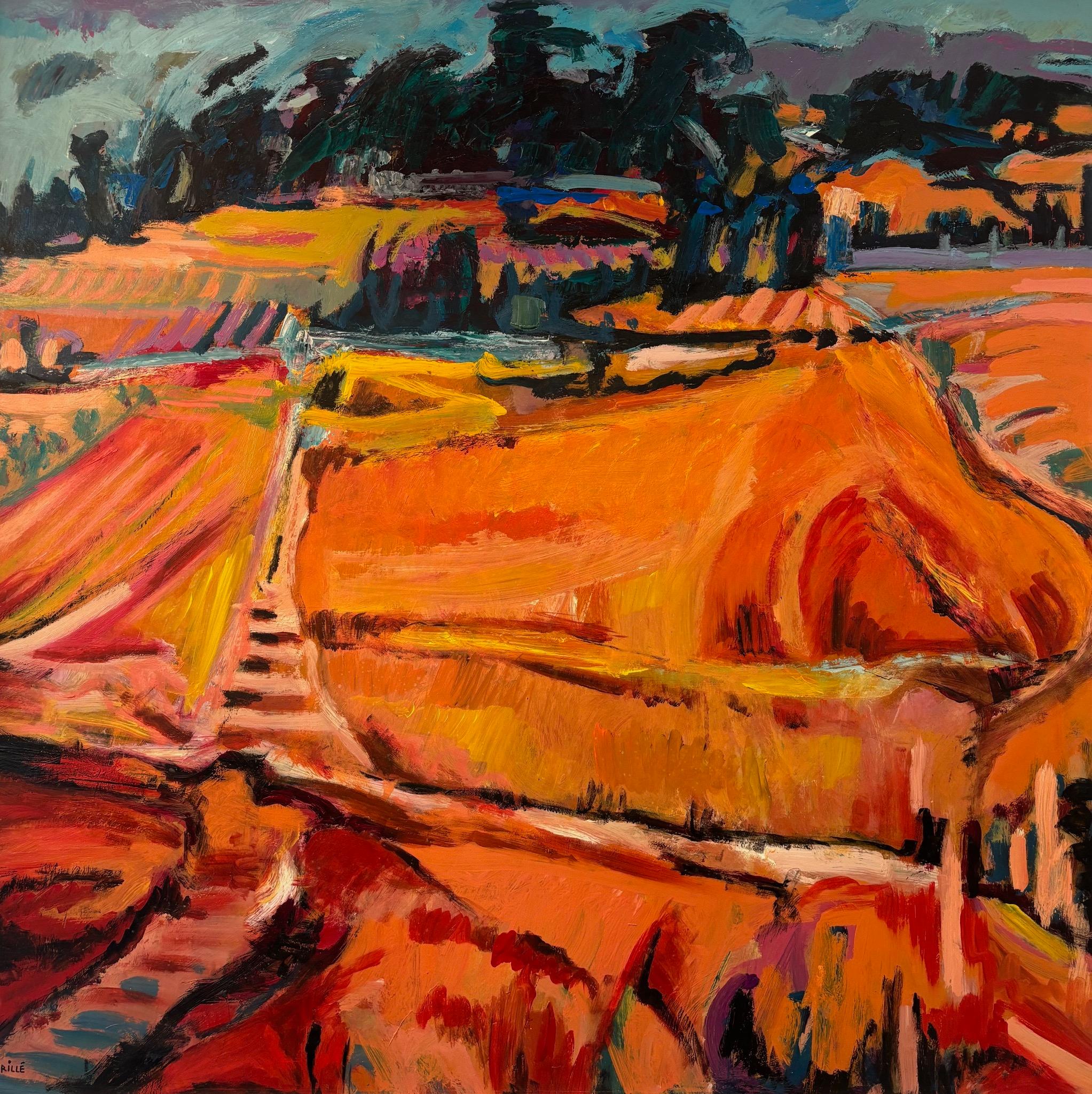 Abstract Painting di Jean Krille - Paesaggio n°97 di Jean Krillé - Olio su masonite 100x100 cm