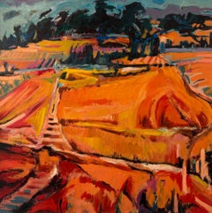 Landschaft n°97 von Jean Krillé - Öl auf Masonit 100x100 cm