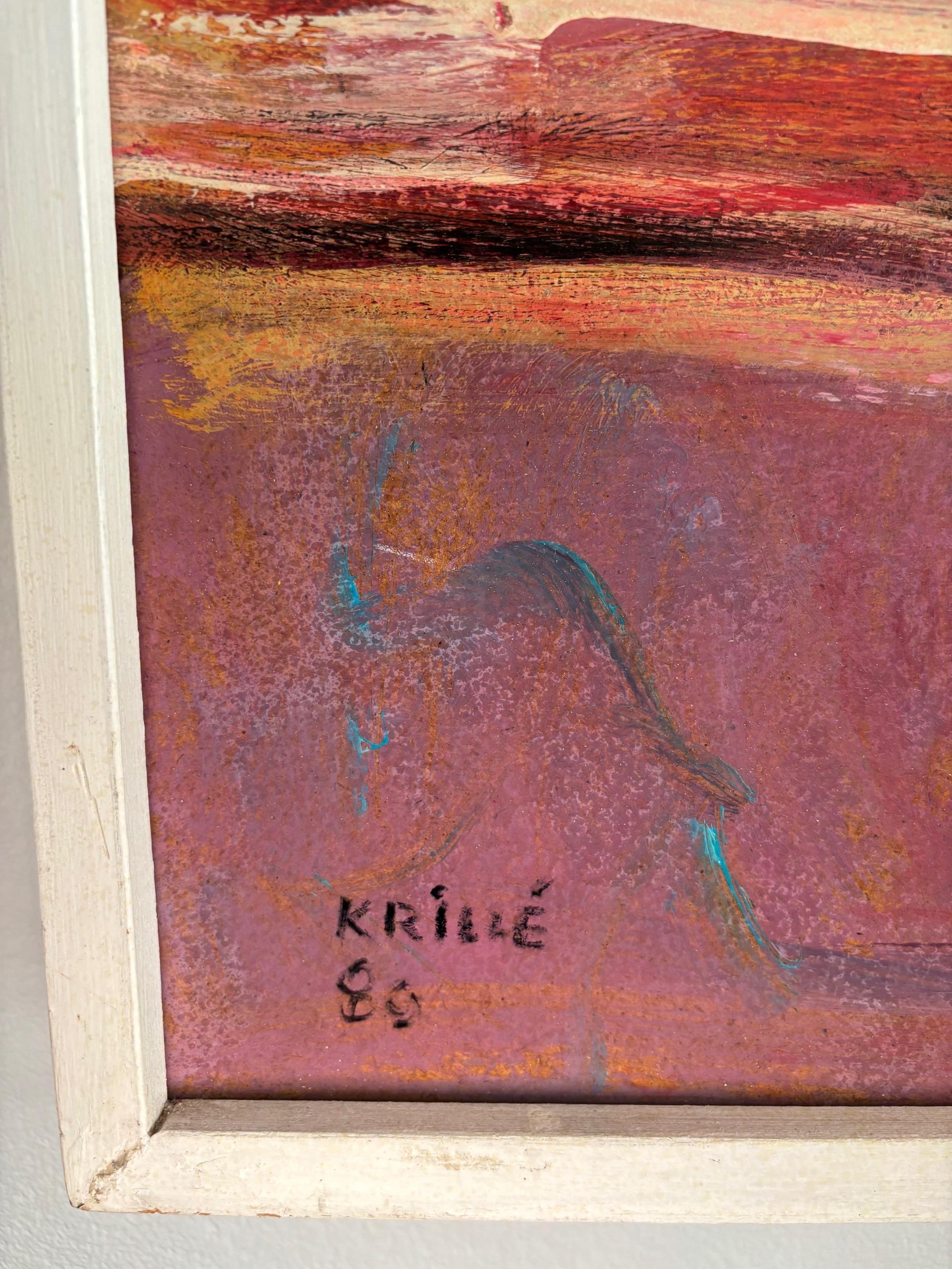 Olio su masonite venduto con cornice a bastoni 
Dimensioni totali con cornice 102x102 cm

Jean Krillé è un artista svizzero di Ginevra, riconosciuto per il suo significativo contributo all'arte contemporanea. Nato nel XX secolo, Krillé si è fatto