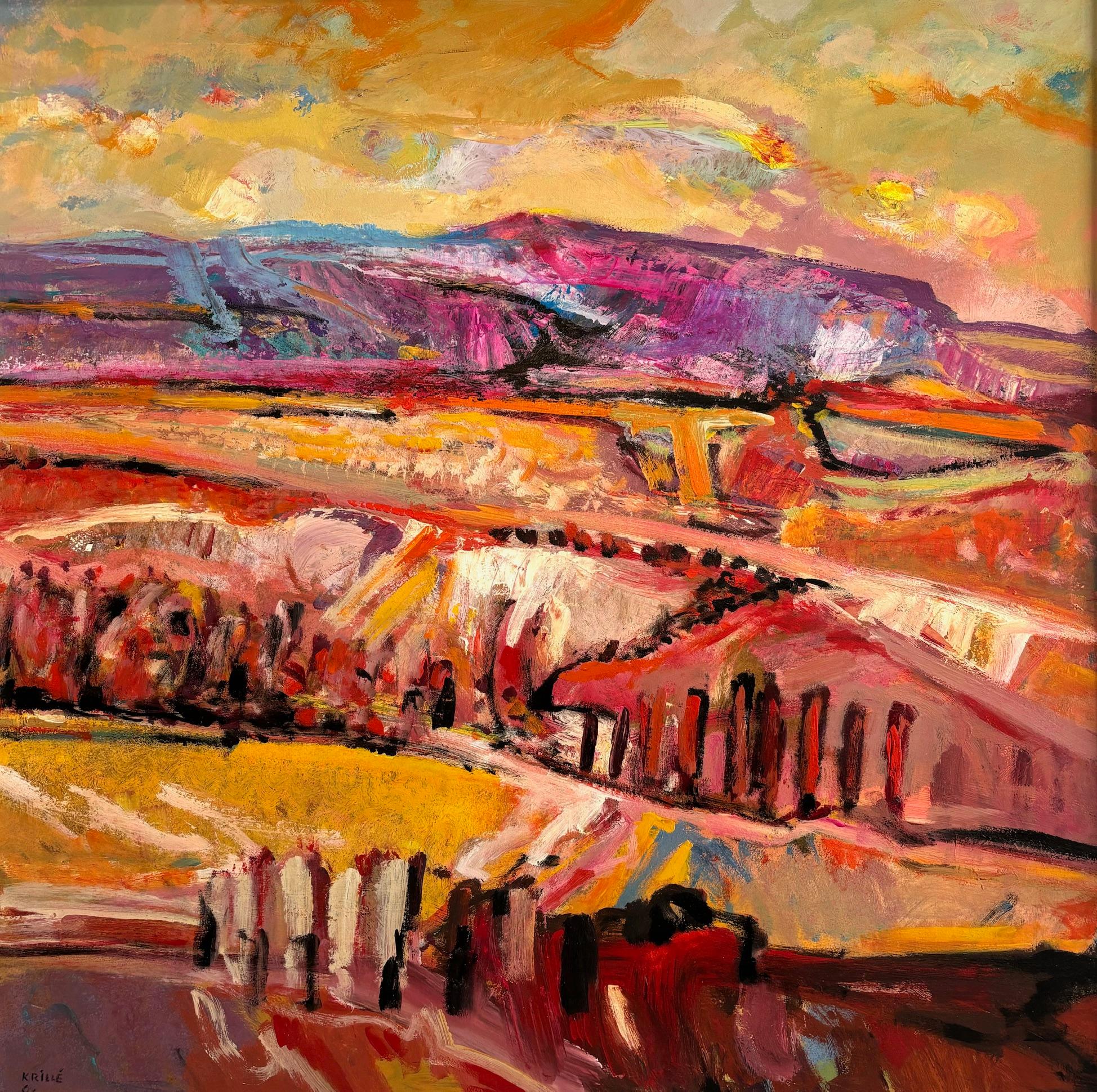 Landscape n°98 by Jean Krillé - Oil on masonite 100x100 cm