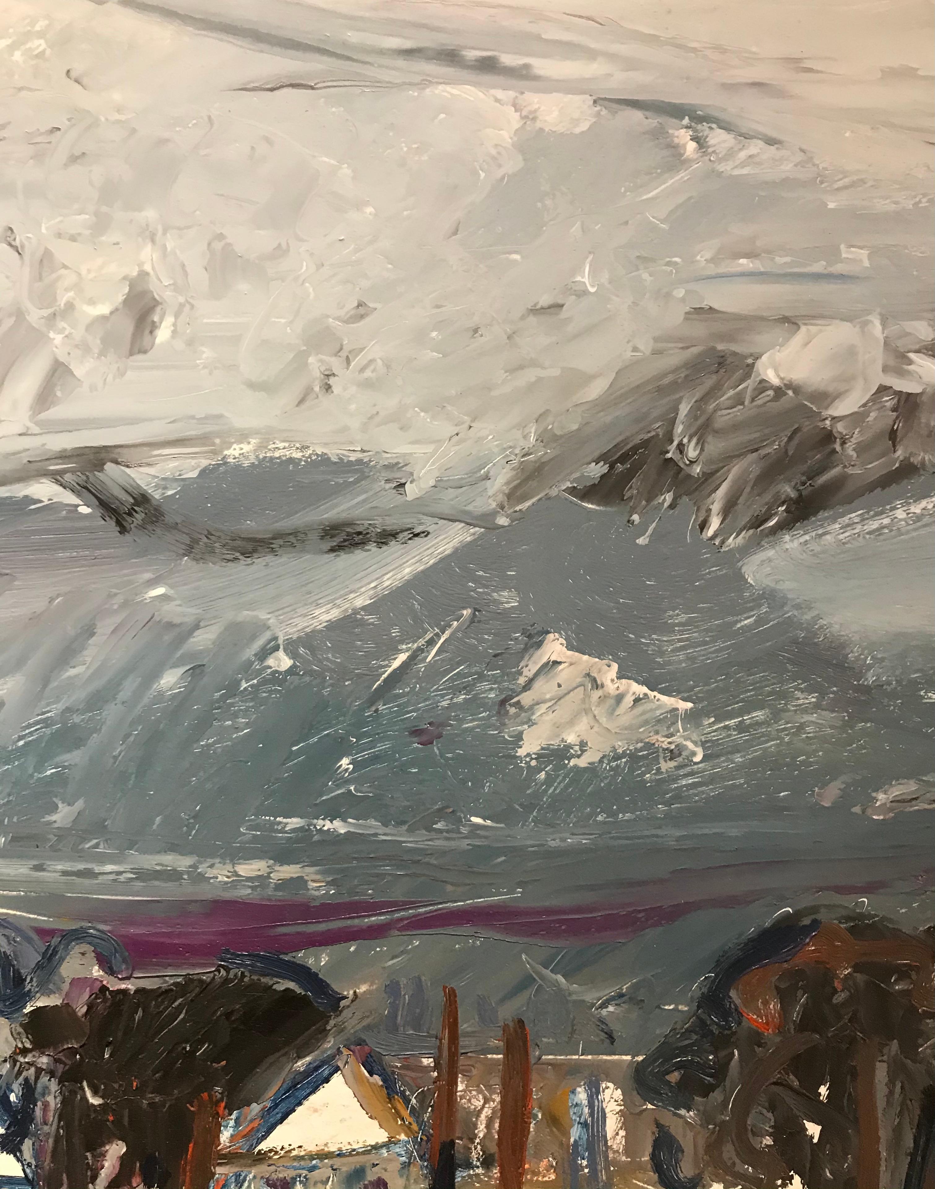 Winter landscape - Gray Landscape Painting by Jean Krille