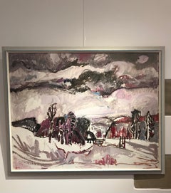 Winter landscape n°15 by Jean Krillé - Oil on wood 80x100 cm