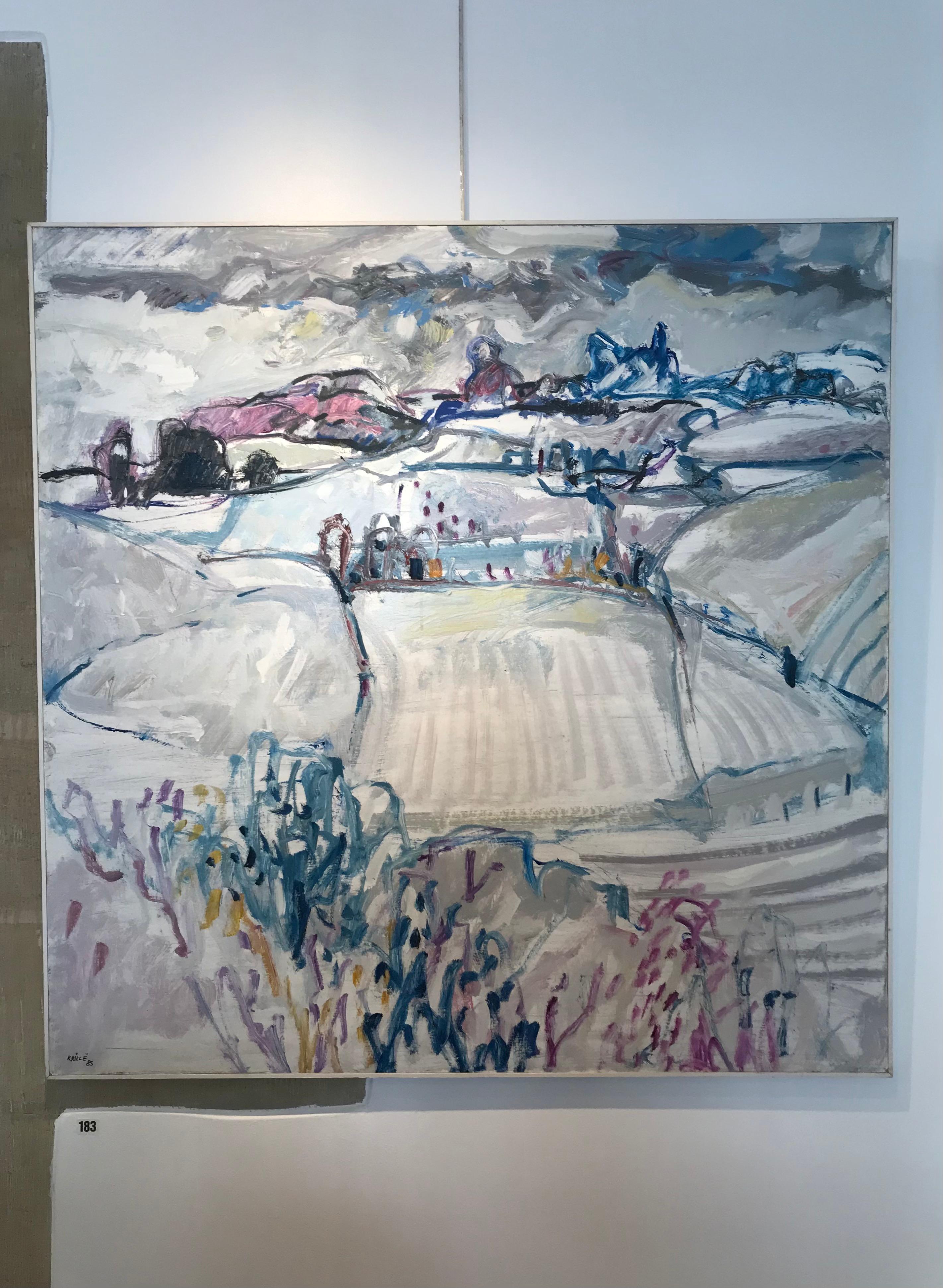 Snowy landscape - Tableau n°4 - Painting by Jean Krille